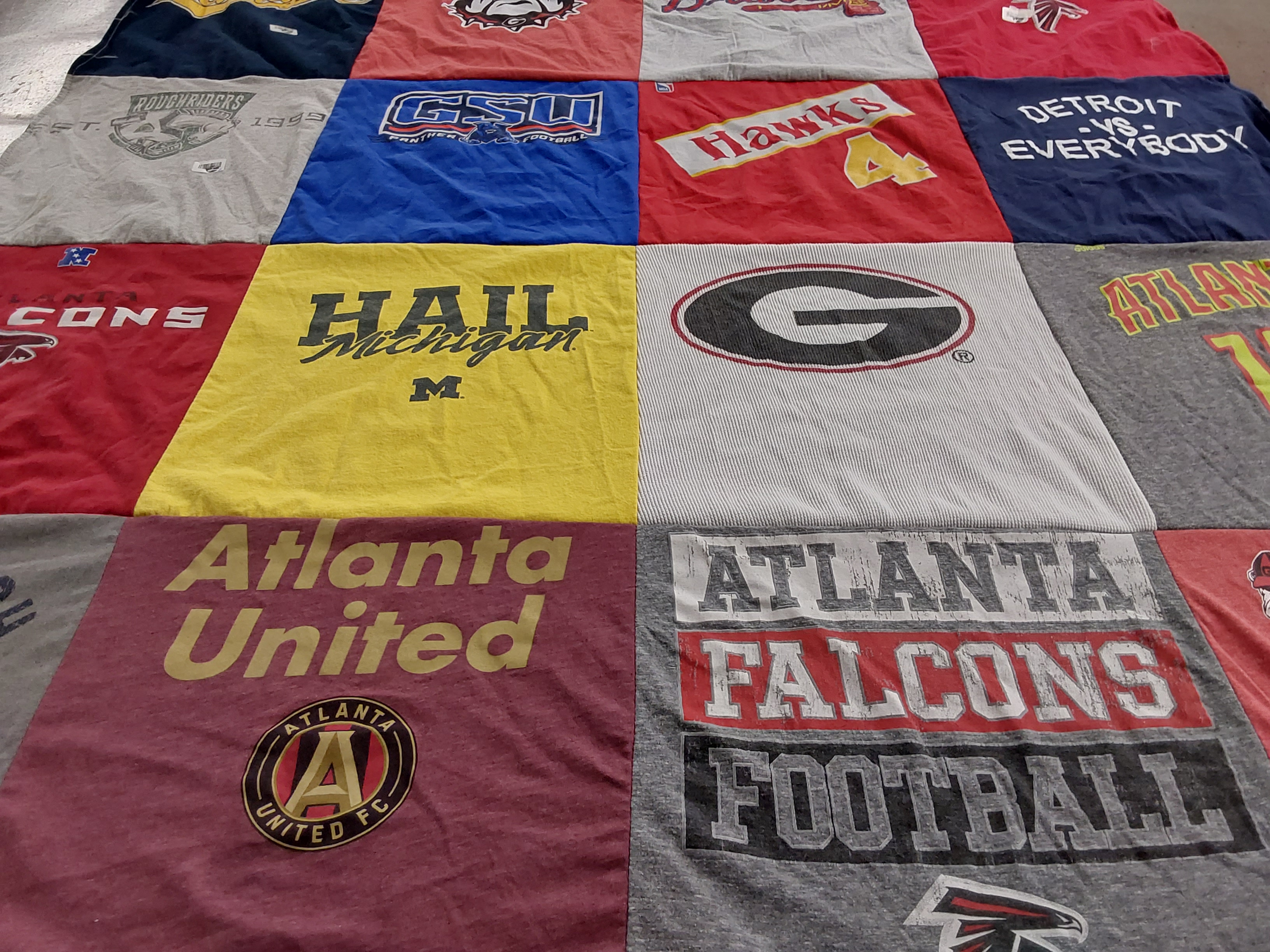 T-shirt quilt featuring atlanta falcons, atlanta united fc by Kathy from GA