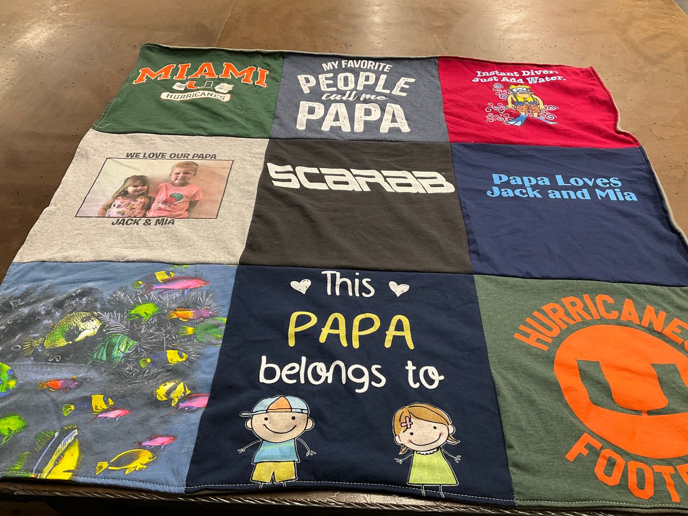 T-shirt quilt featuring miami hurricanes football by Ariana from FL