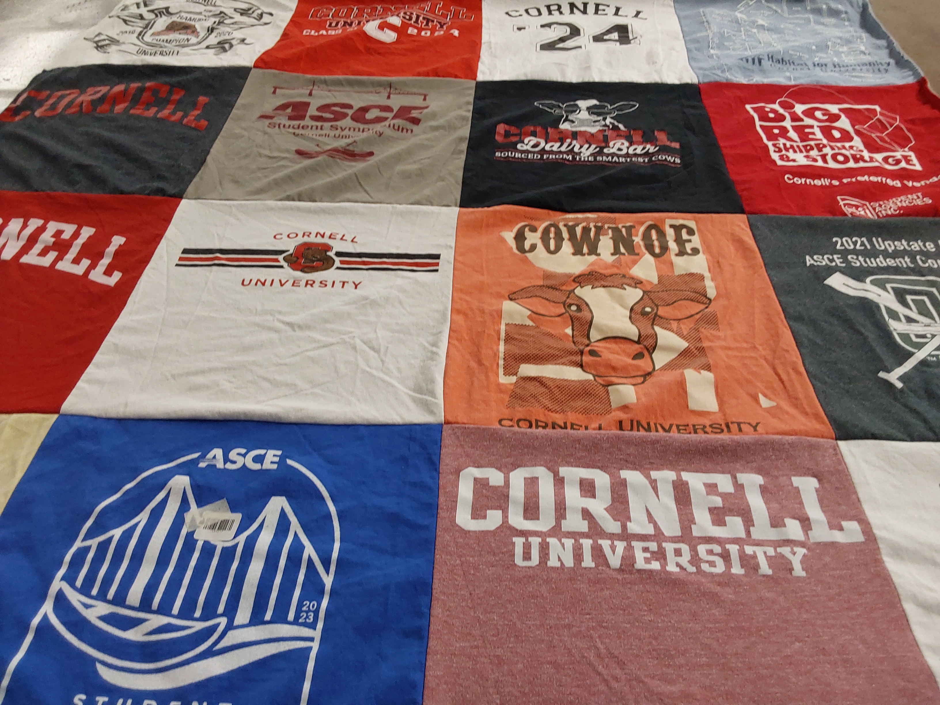 T-shirt quilt from cornell university by Marybeth from NY
