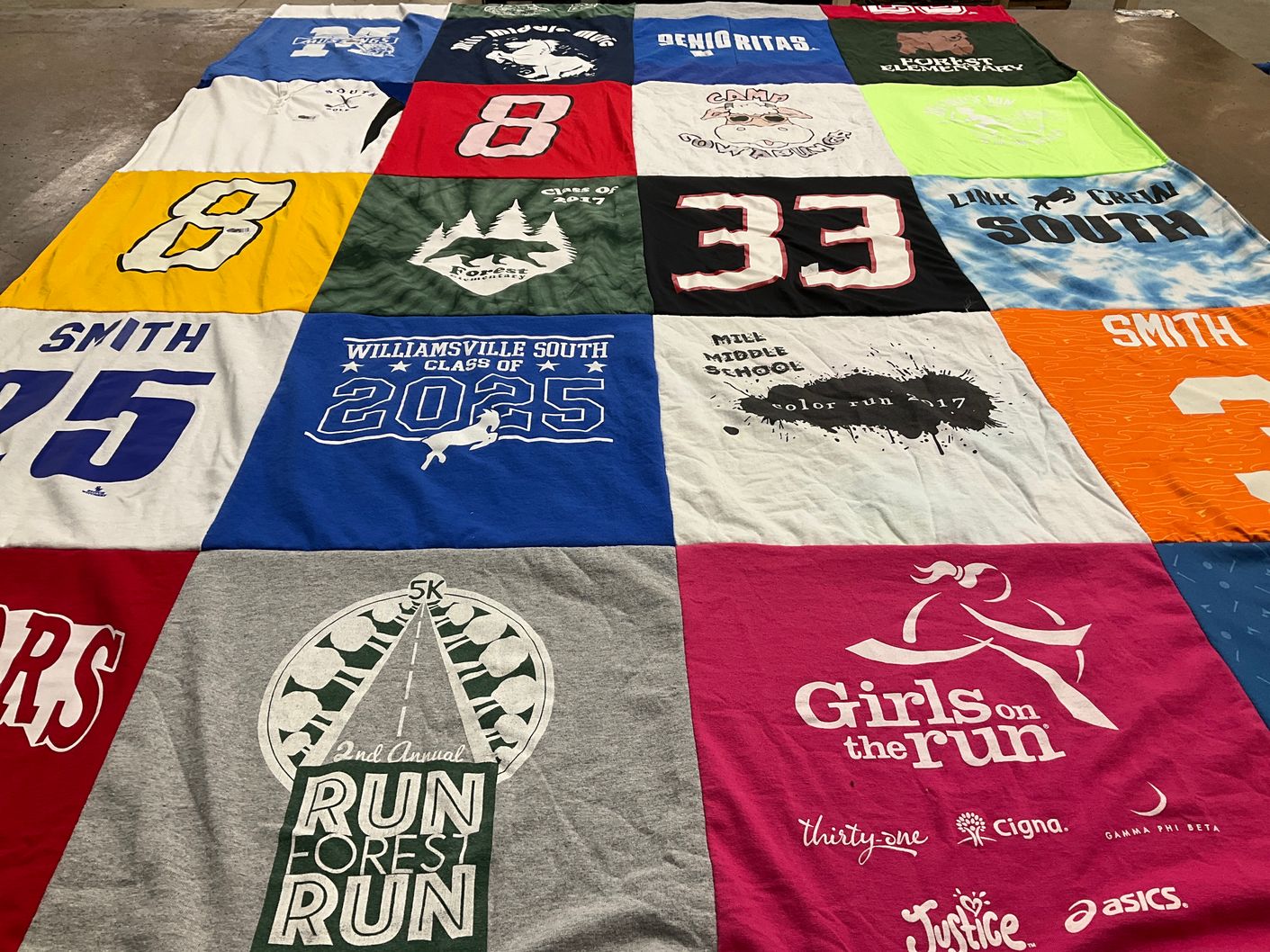T-shirt quilt from williamsville south high school by Samantha from NY