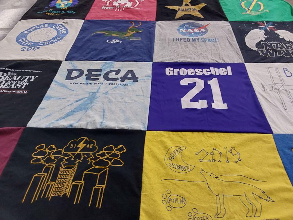 T-shirt quilt from new berlin west high school by Jen from WI