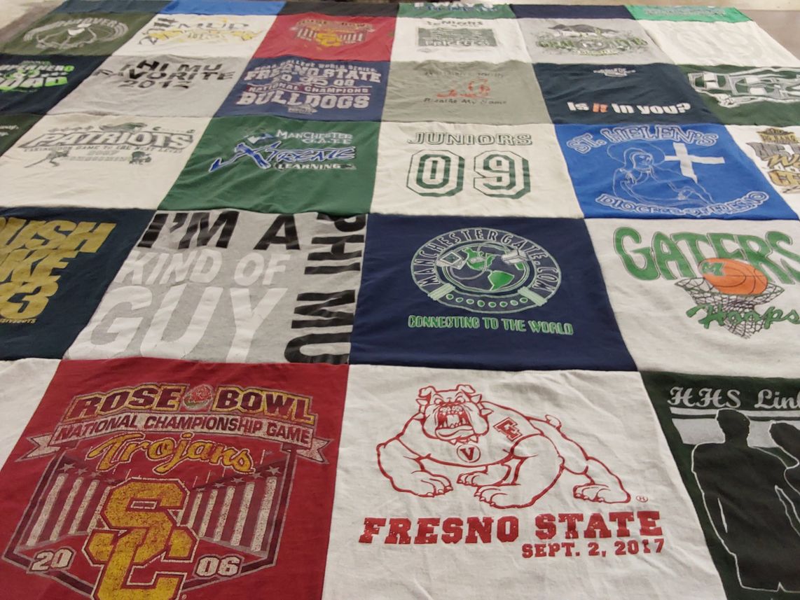 T-shirt quilt from fresno state university, southern california university by Loretta from CA