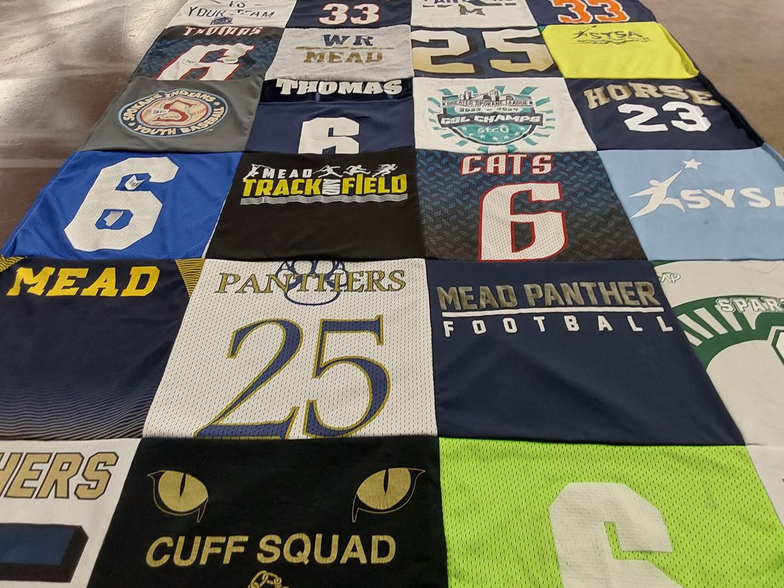 T-shirt quilt featuring mead panthers football by Jessica from WA