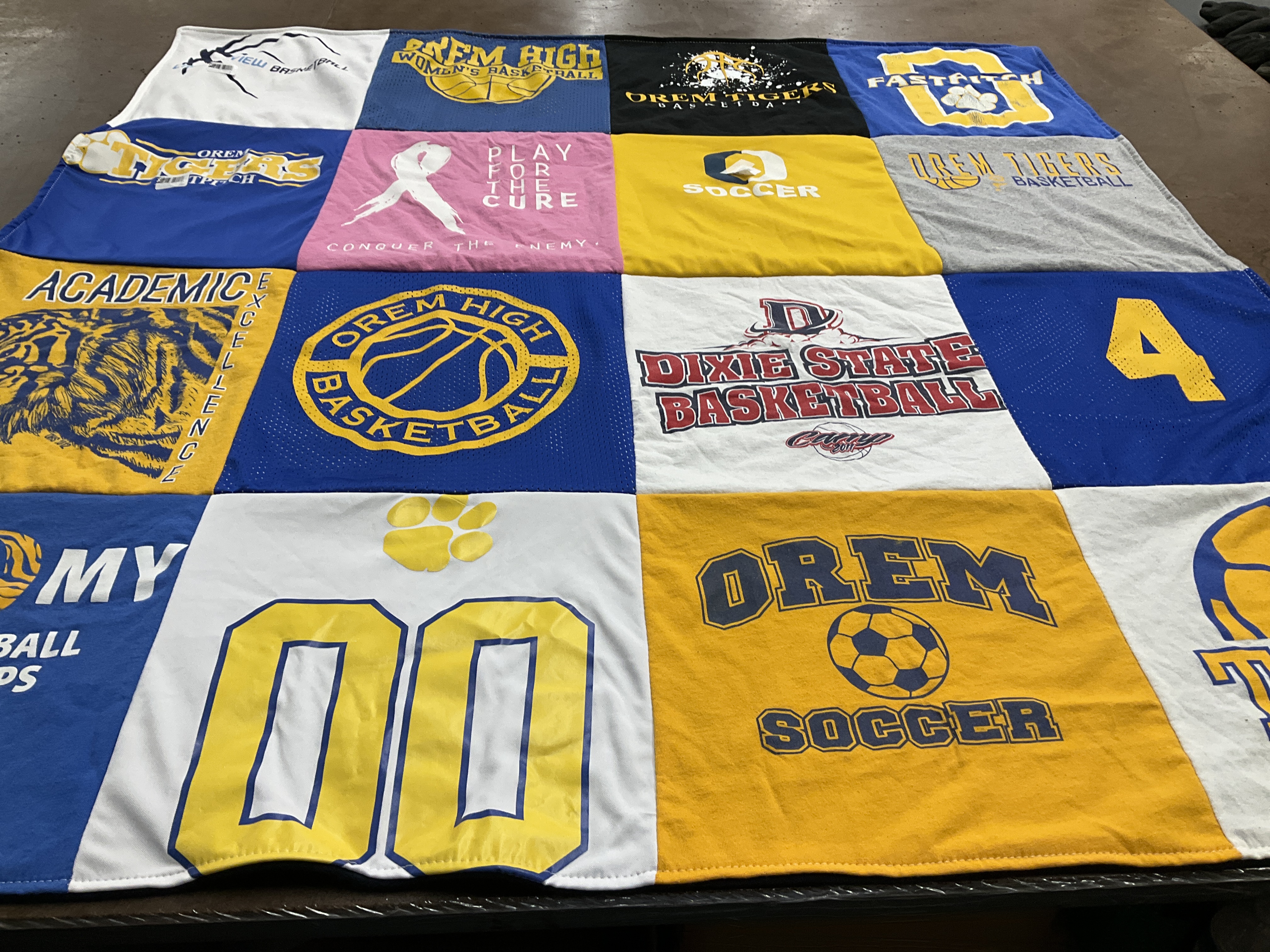 T-shirt quilt featuring oremtigers basketball, orem soccer by Tracie from UT