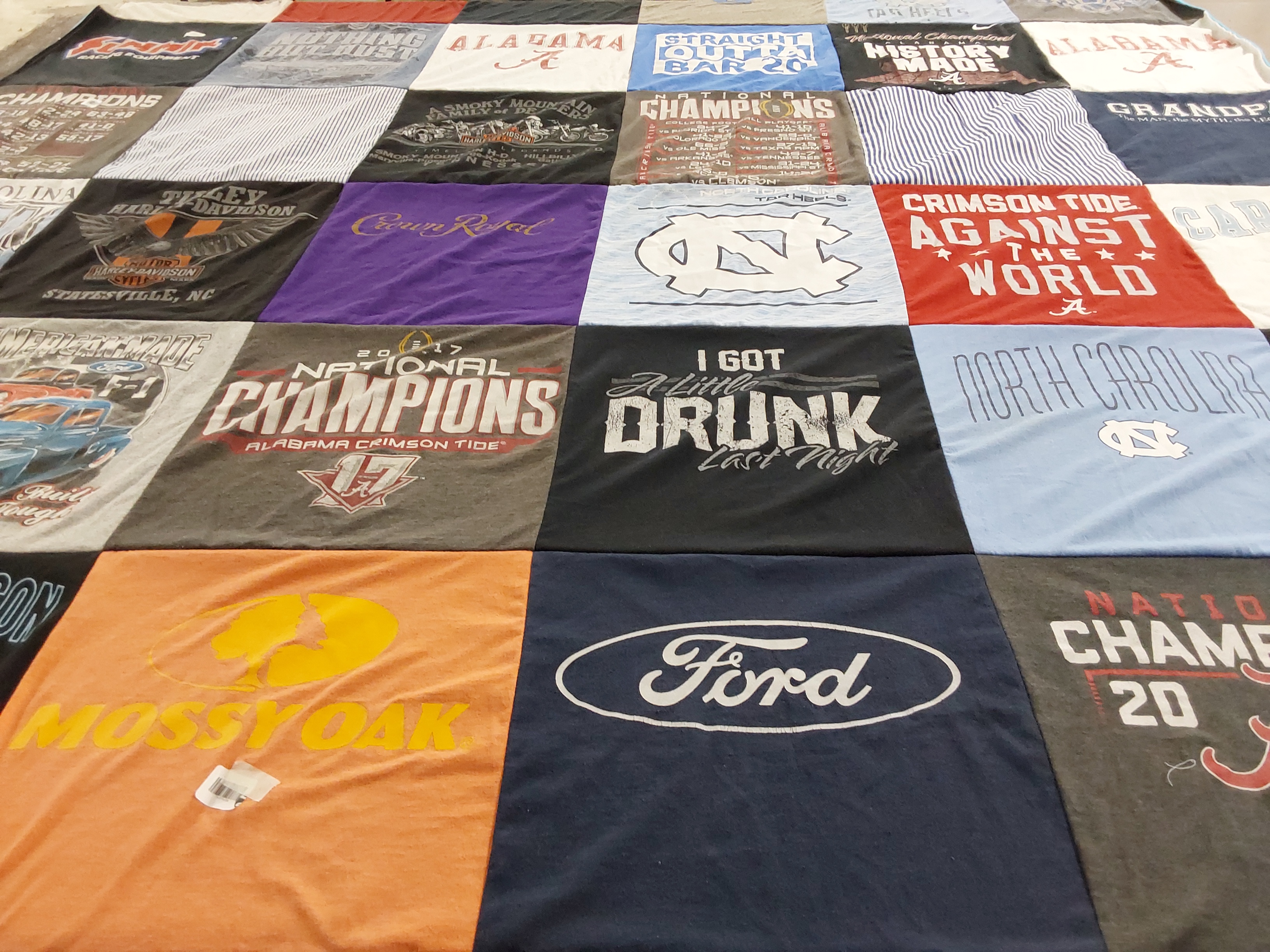 T-shirt quilt featuring university of alabama, university of north carolina by Renea from NC