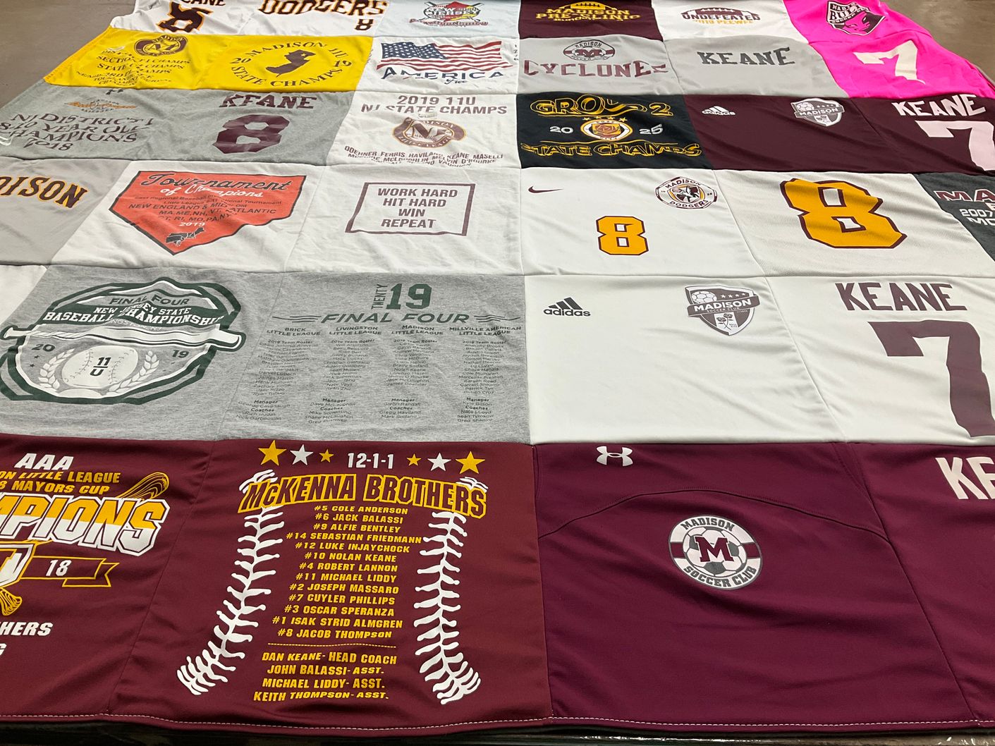 T-shirt quilt featuring mckenna brothers baseball team by Sheryl from NJ