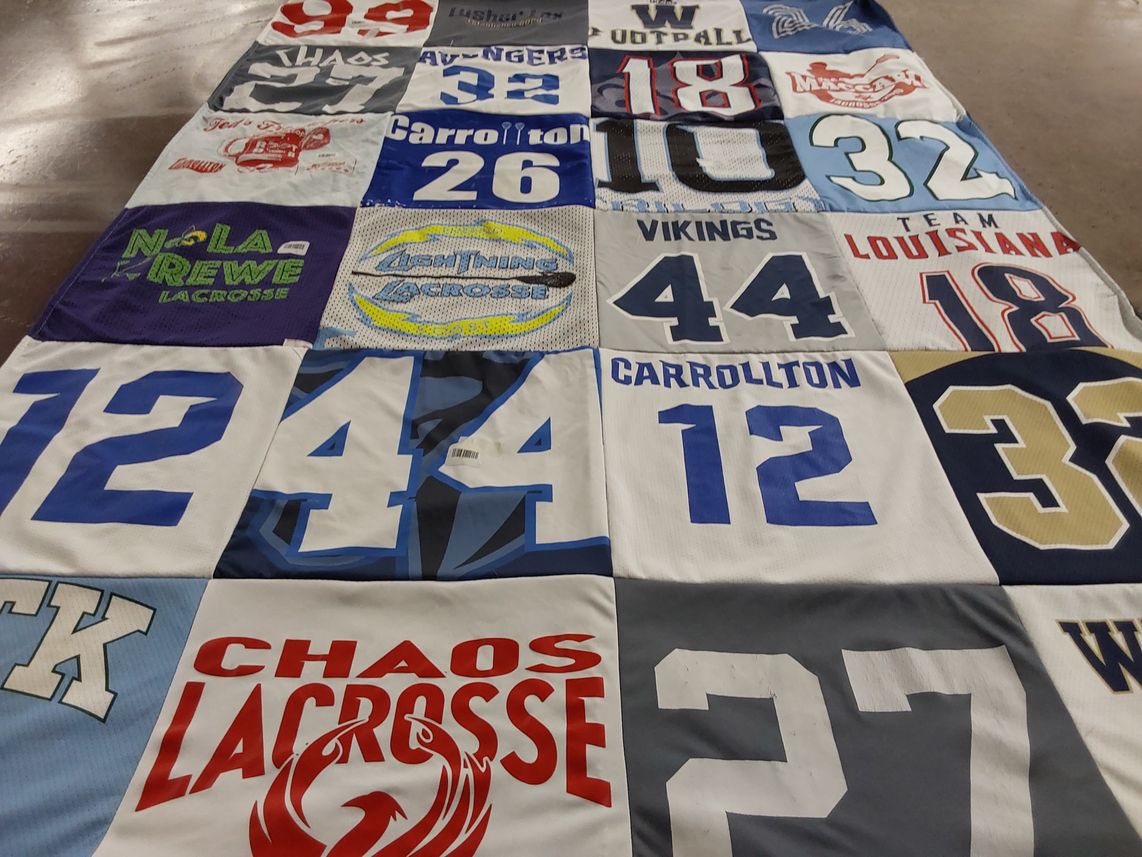 T-shirt quilt featuring team louisiana, chaos lacrosse by Carol from LA
