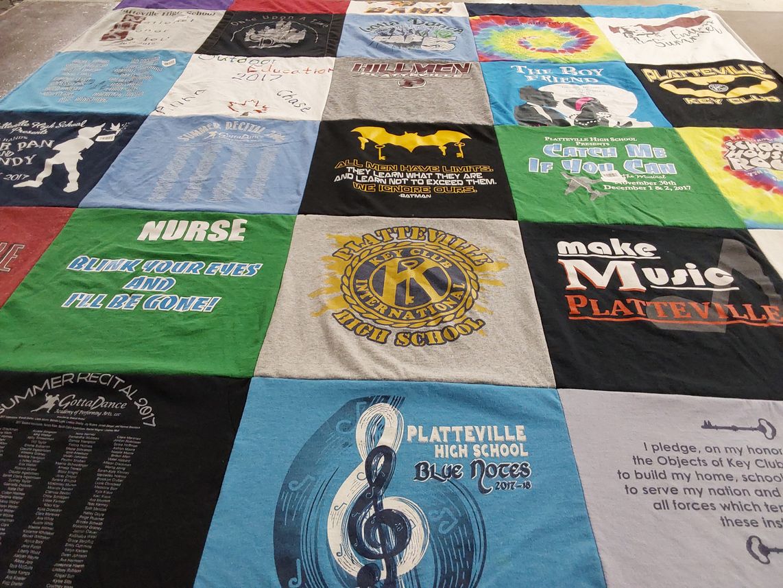 T-shirt quilt from platteville high school by Mike from WI
