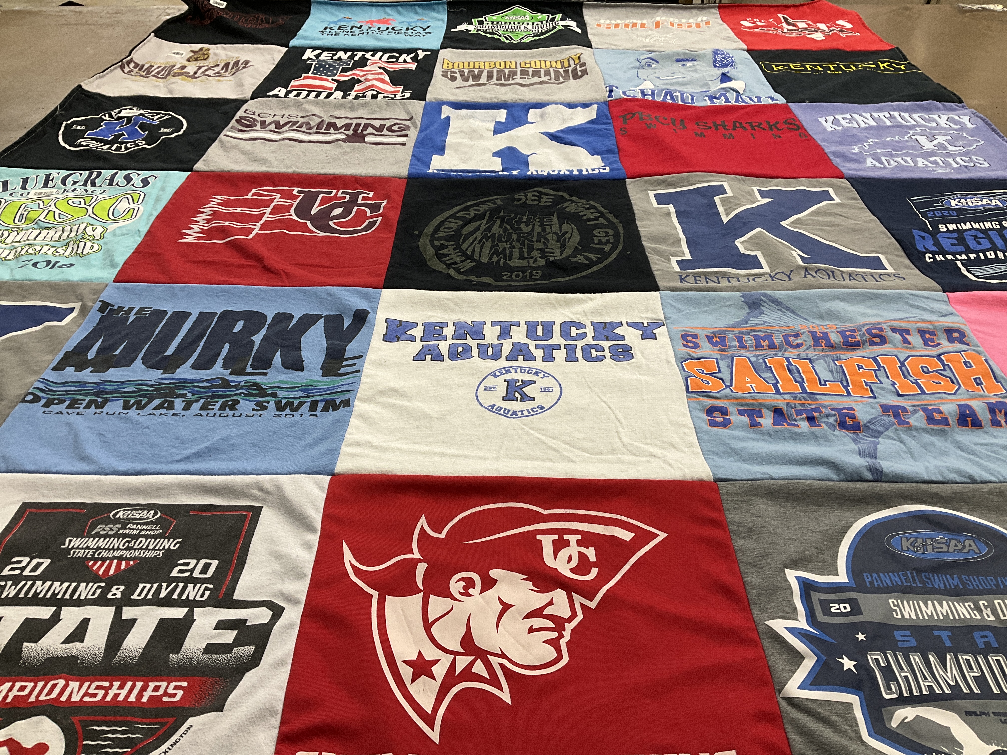 T-shirt quilt featuring swimchester sailfish state team by Courtney from KY