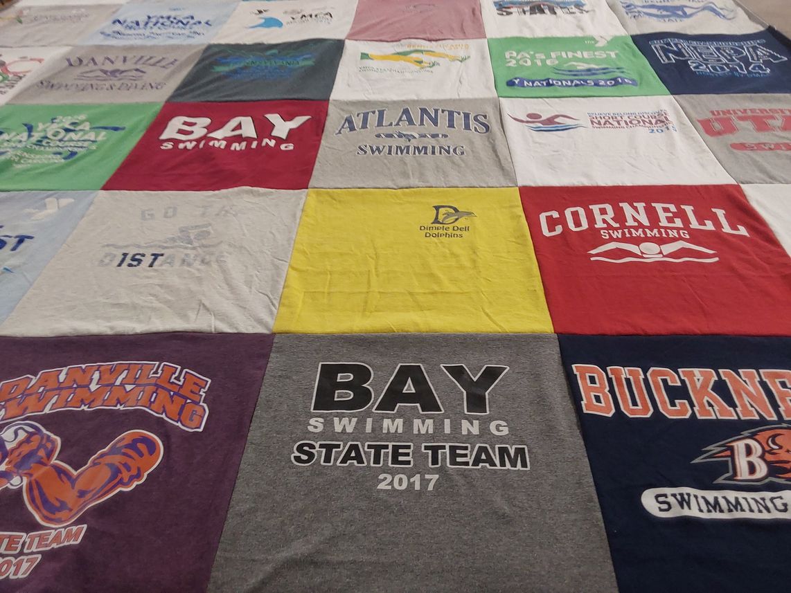 T-shirt quilt featuring bay swimming state team, danville swimming by Lori from PA