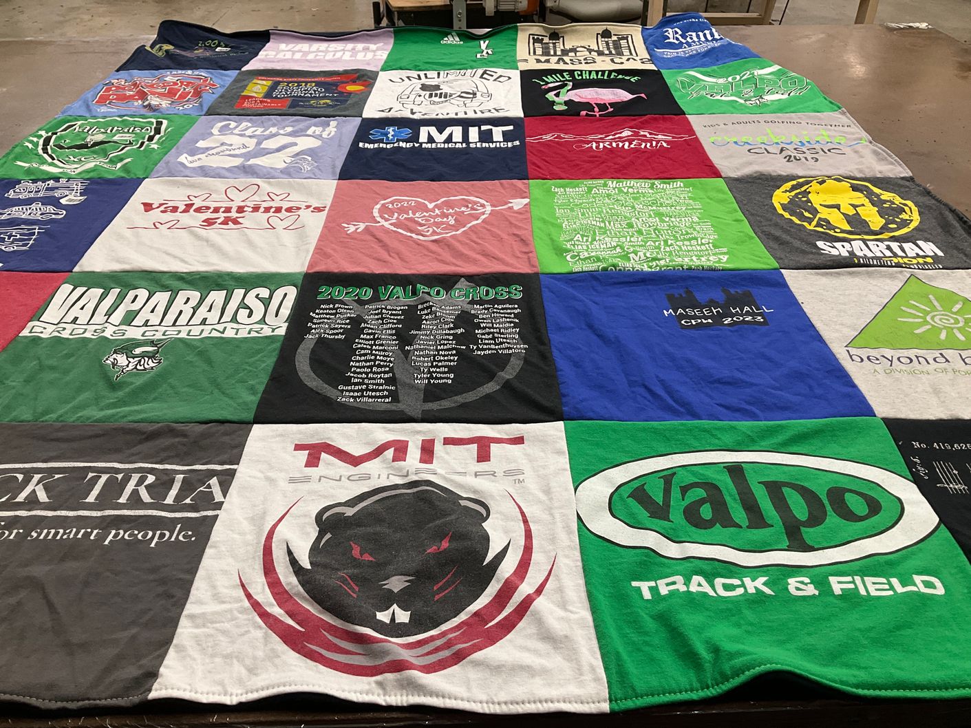 T-shirt quilt featuring valparaiso university track and field by Jason from IN