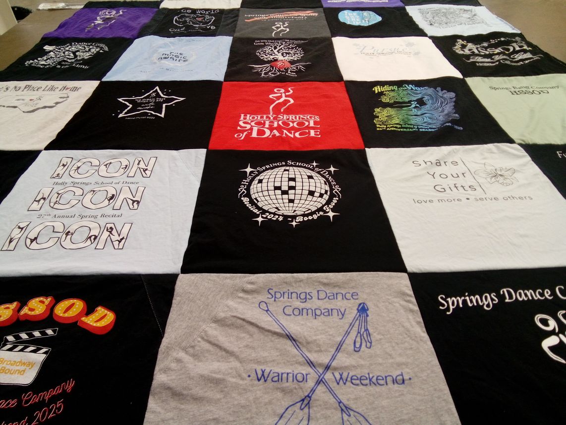 T-shirt quilt from holly springs school of dance by Jennifer from NC