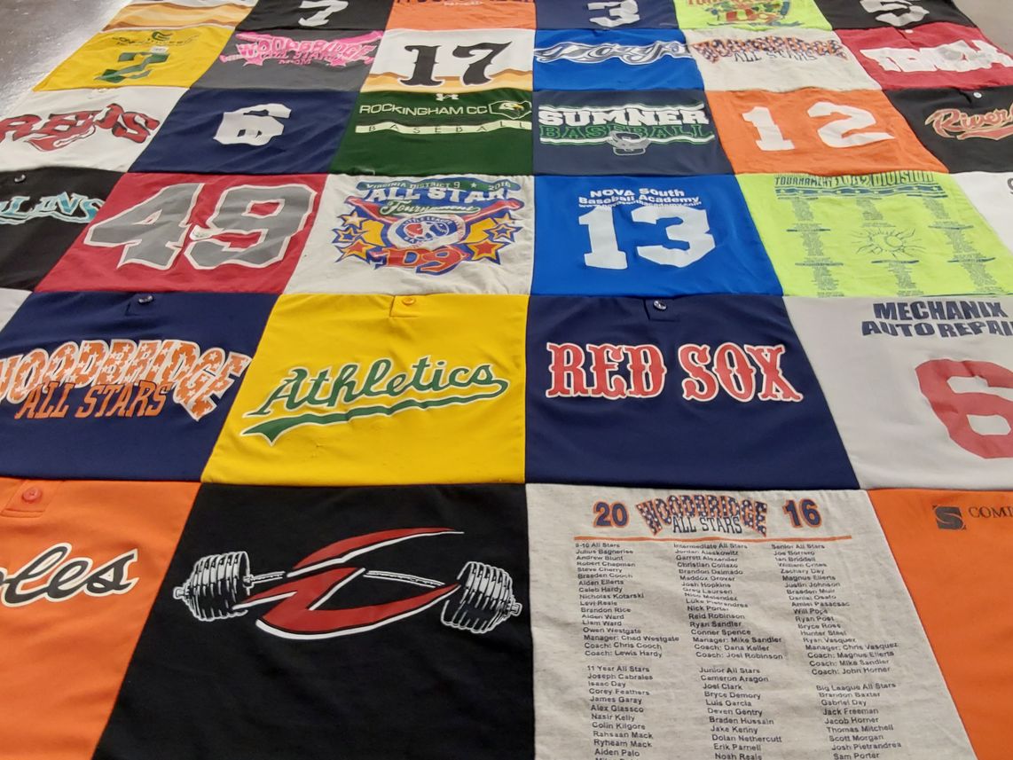 T-shirt quilt featuring eagles, red sox by Brenda from FL