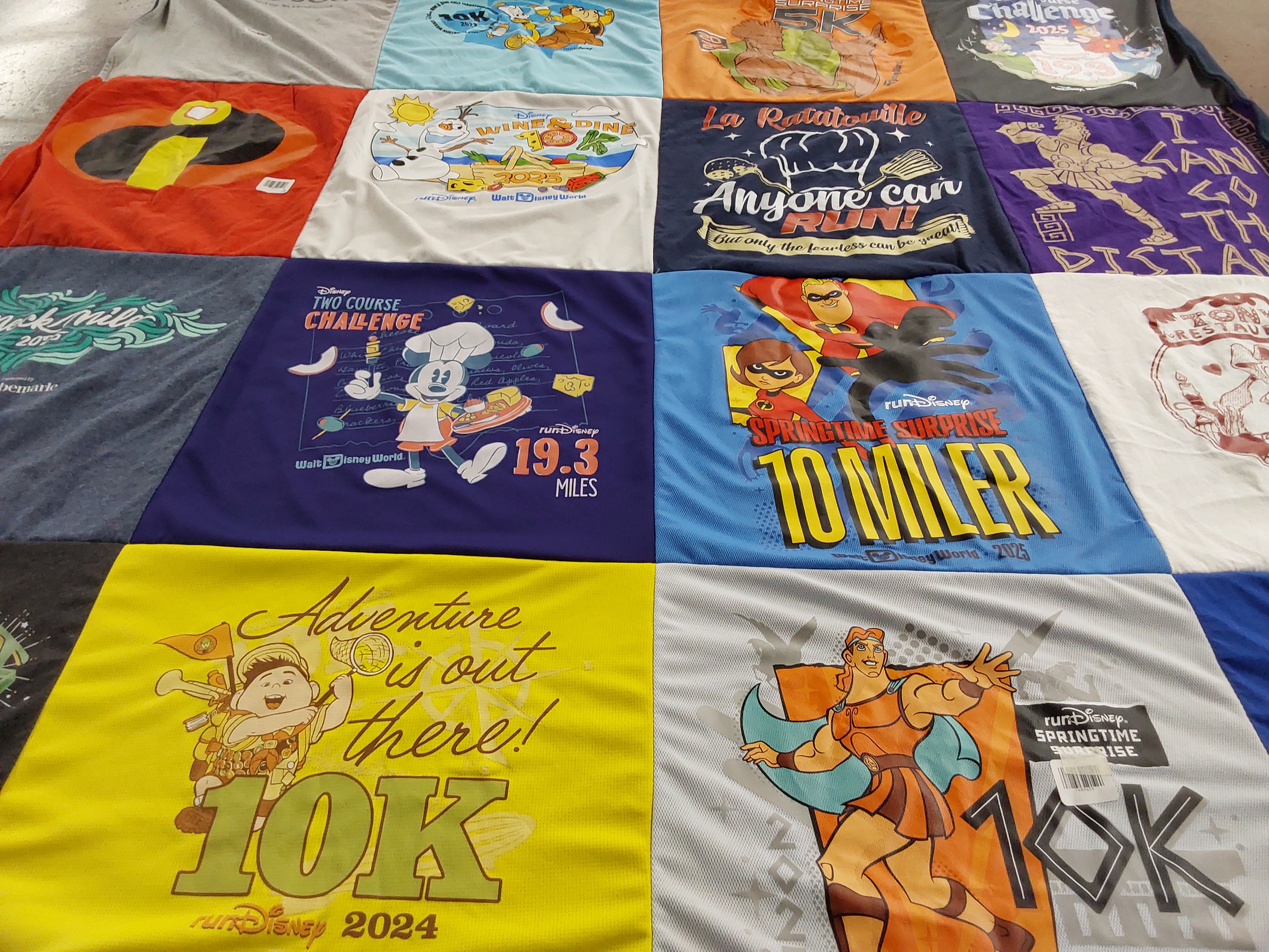 T-shirt quilt with running, disney themes by Deanna from NC