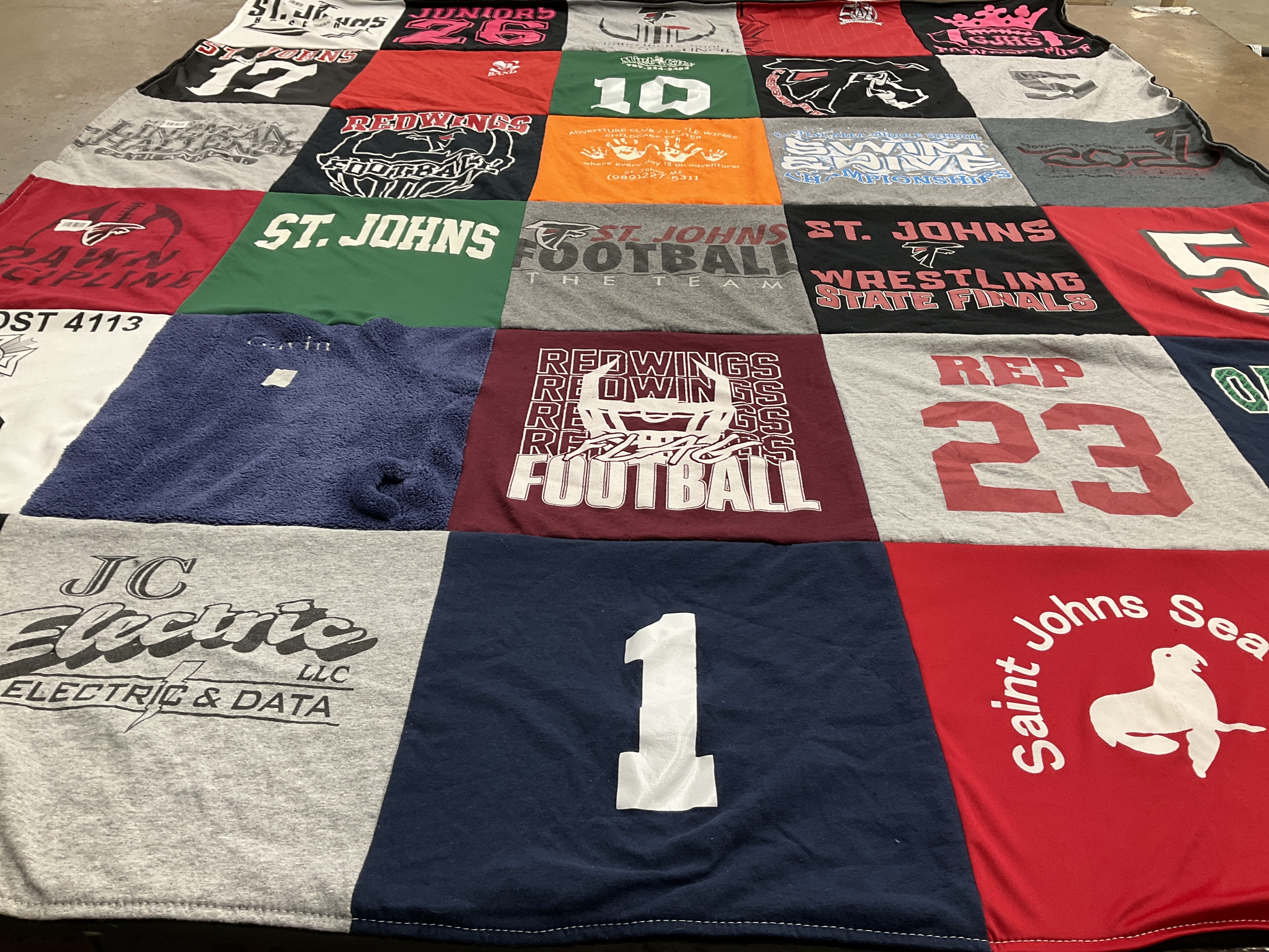 T-shirt quilt featuring saint johns football team by Shannon from MI