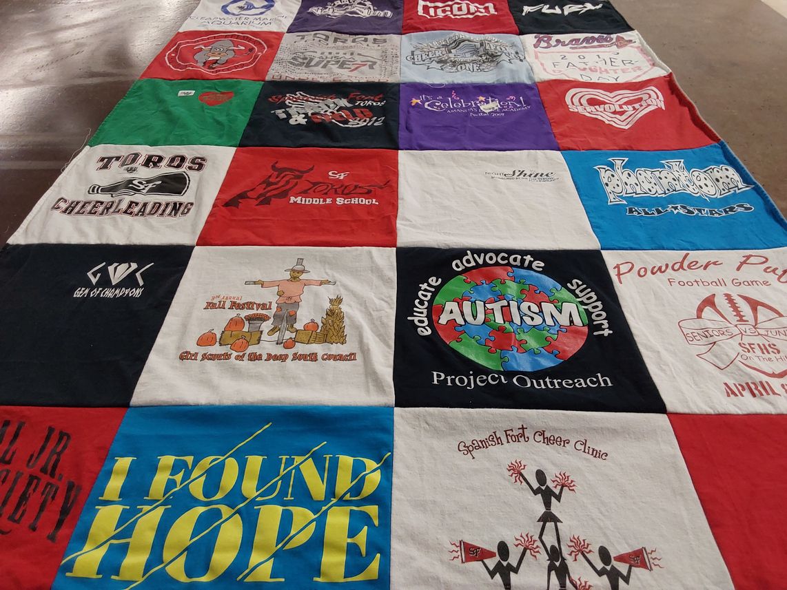 T-shirt quilt from spanish fort middle school, spanish fort high school by Lori from AL