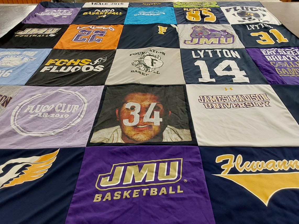 T-shirt quilt featuring james madison university basketball, james madison university football by Barbara from VA