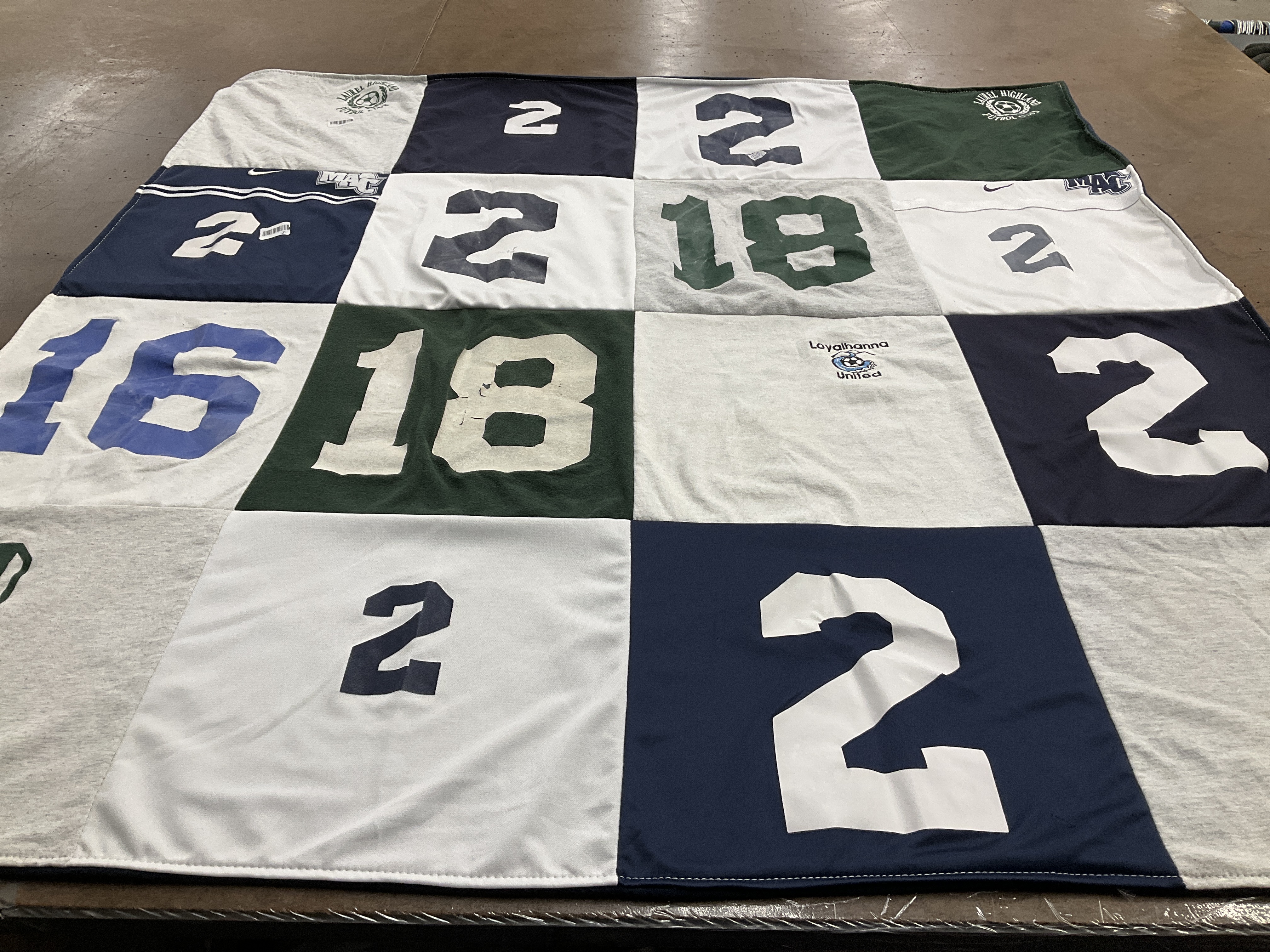 T-shirt quilt with sports themes by danielle from PA