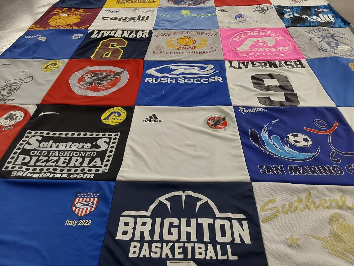 T-shirt quilt from brighton high school, rochester institute of technology by Donna from NY