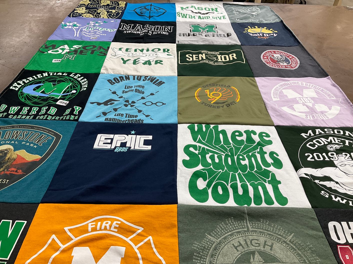 T-shirt quilt featuring mason comets by Jennifer from OH
