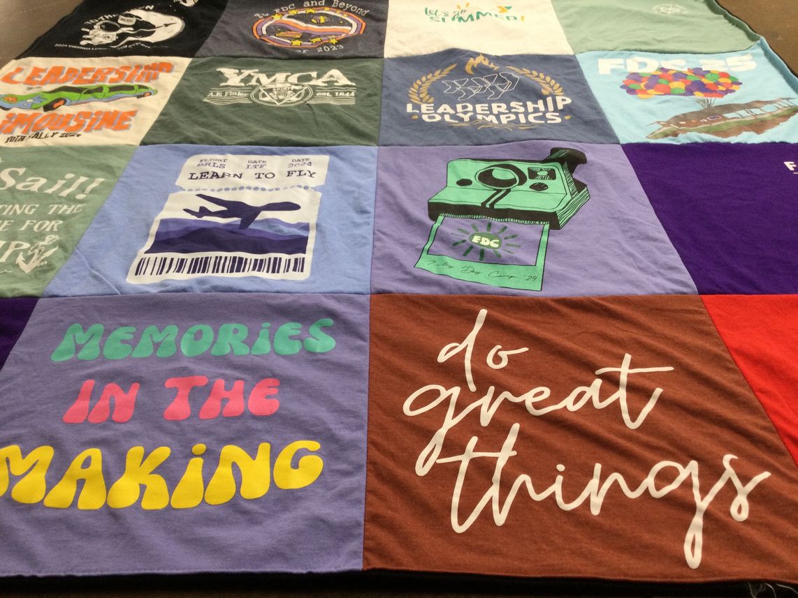 T-shirt quilt with leadership, youth programs themes by Bradford from NC
