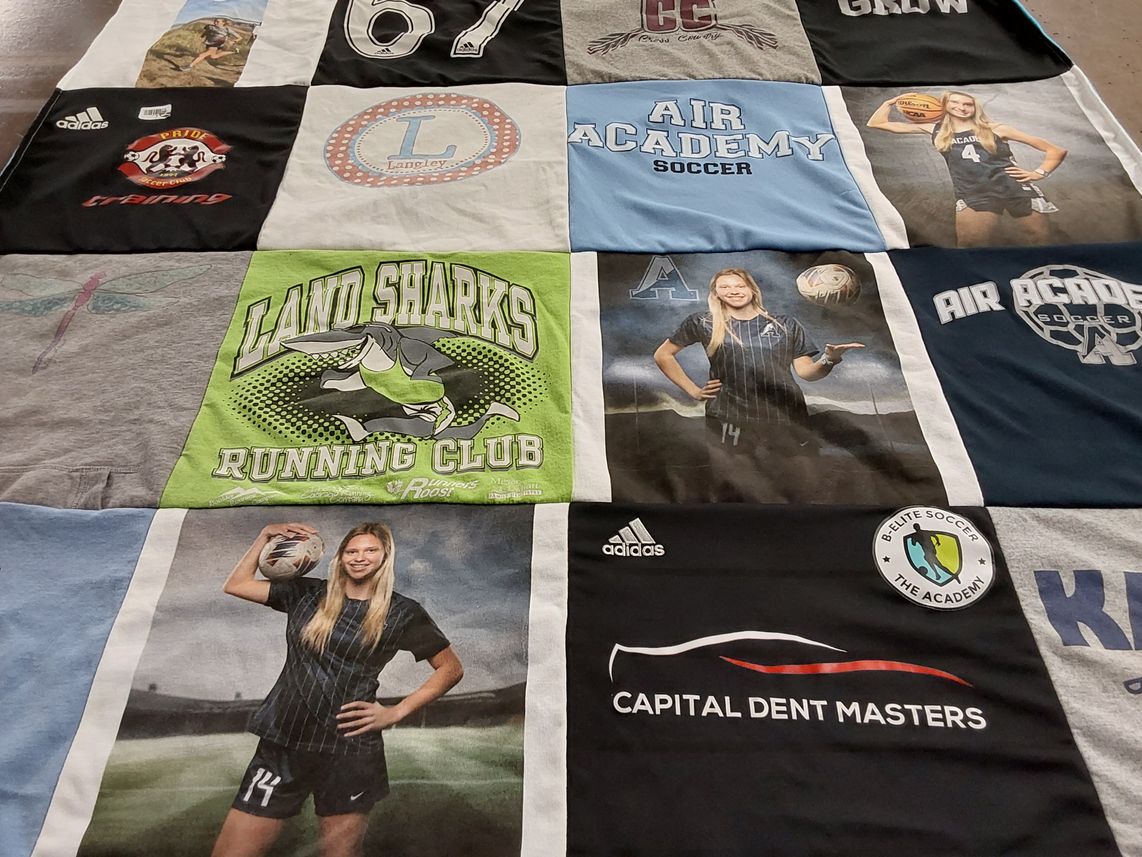 T-shirt quilt featuring air academy soccer by Penn from CO