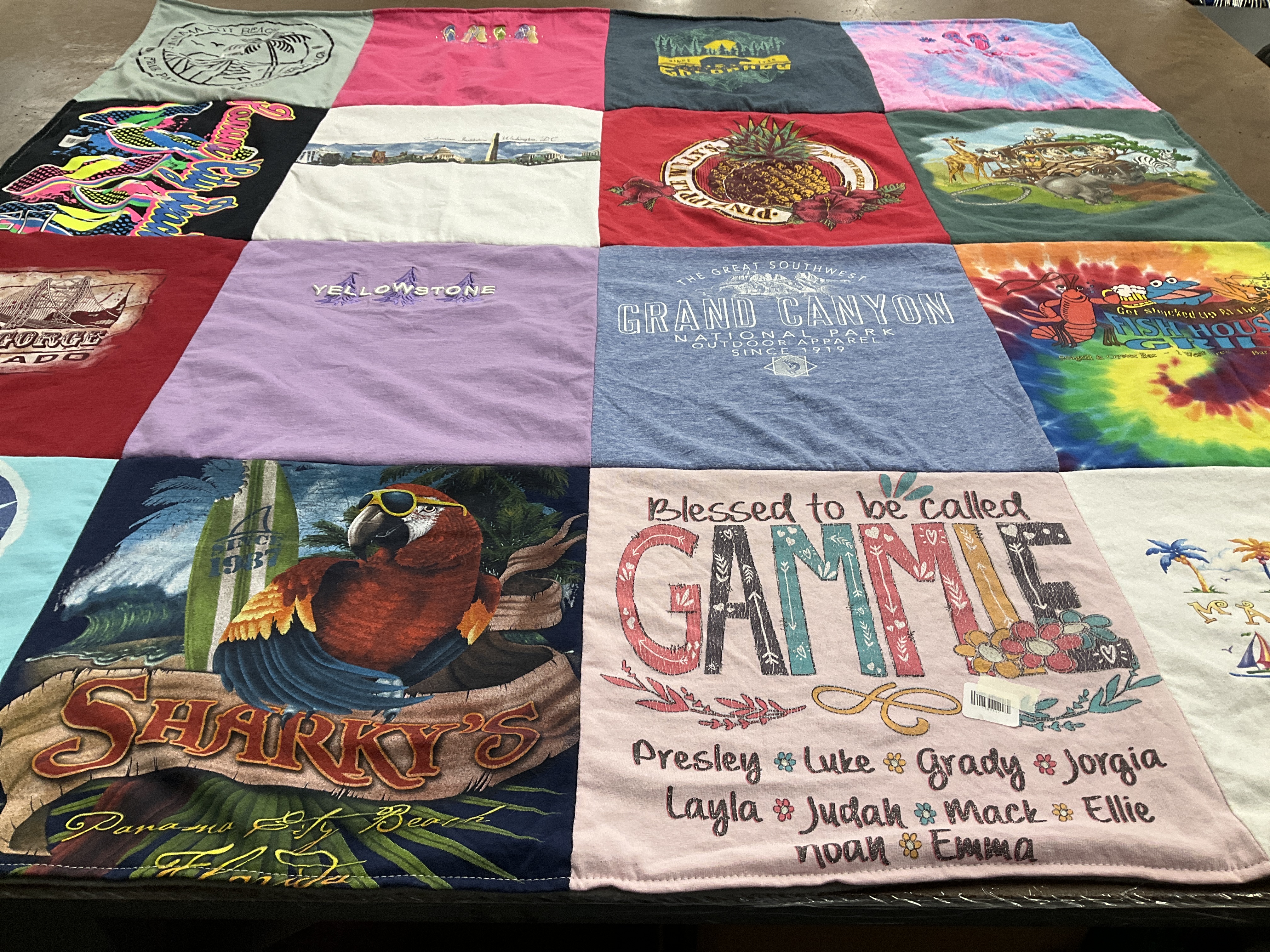 T-shirt quilt with travel, nature themes by Patricia from TN