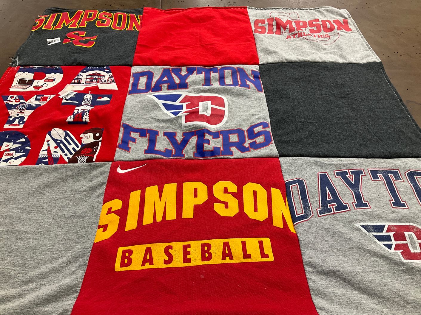 T-shirt quilt from simpson college, university of dayton by Carrie from IL