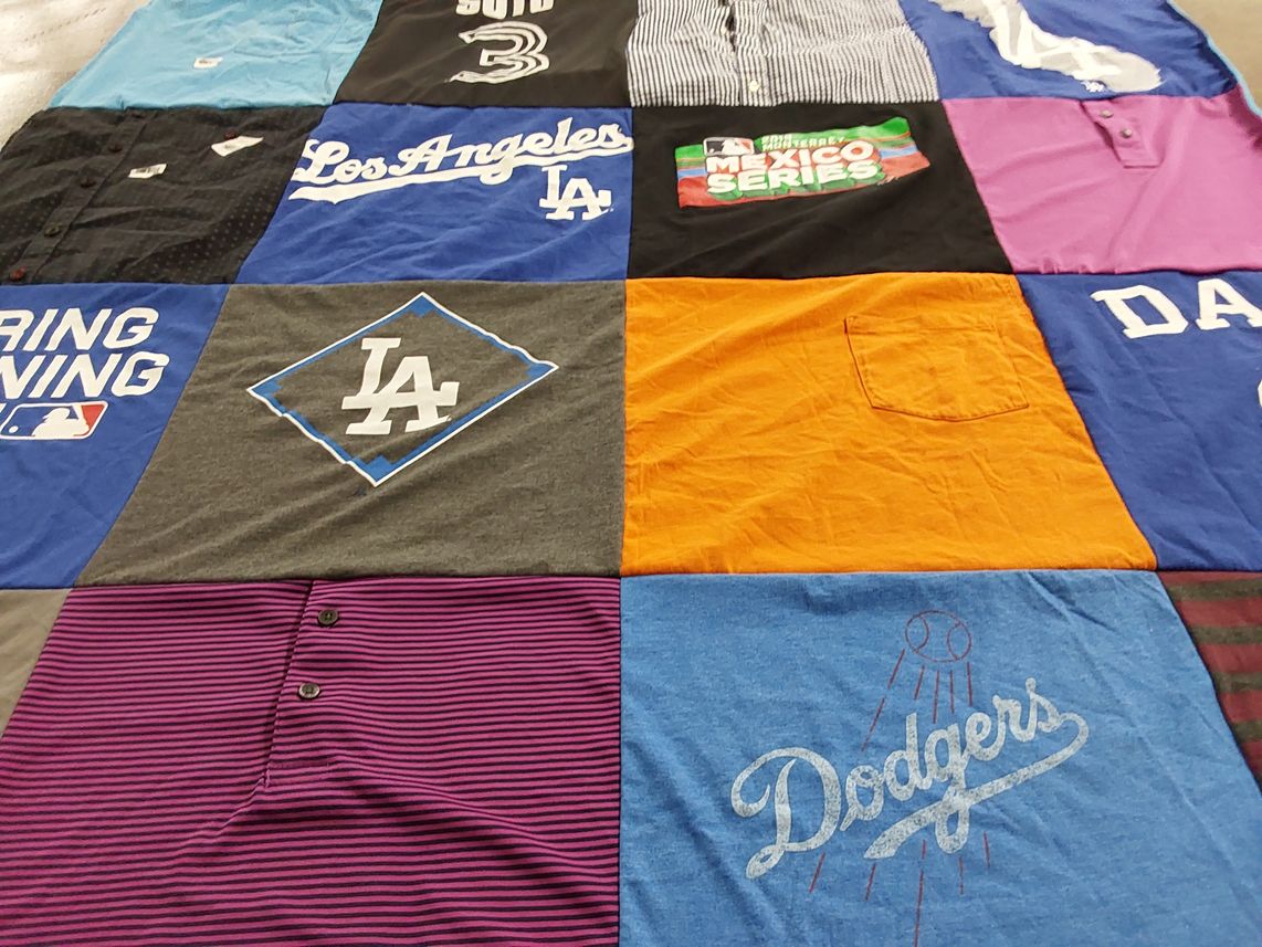 T-shirt quilt featuring los angeles dodgers by Eva Cecilia from CA