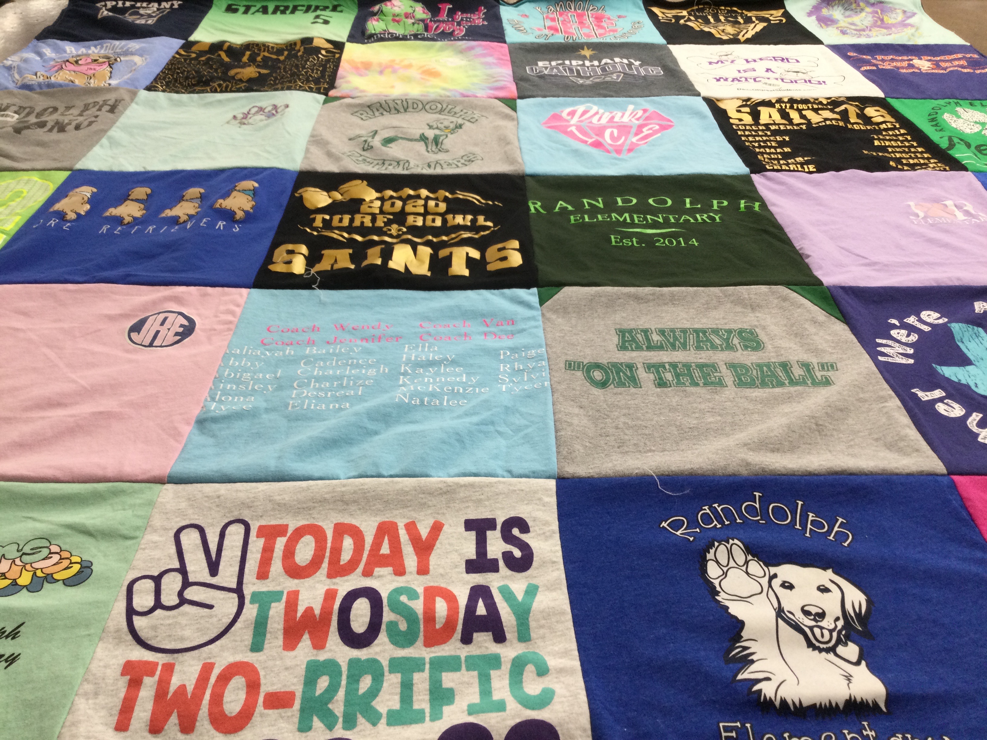 T-shirt quilt featuring randolph saints by Rachel from TX