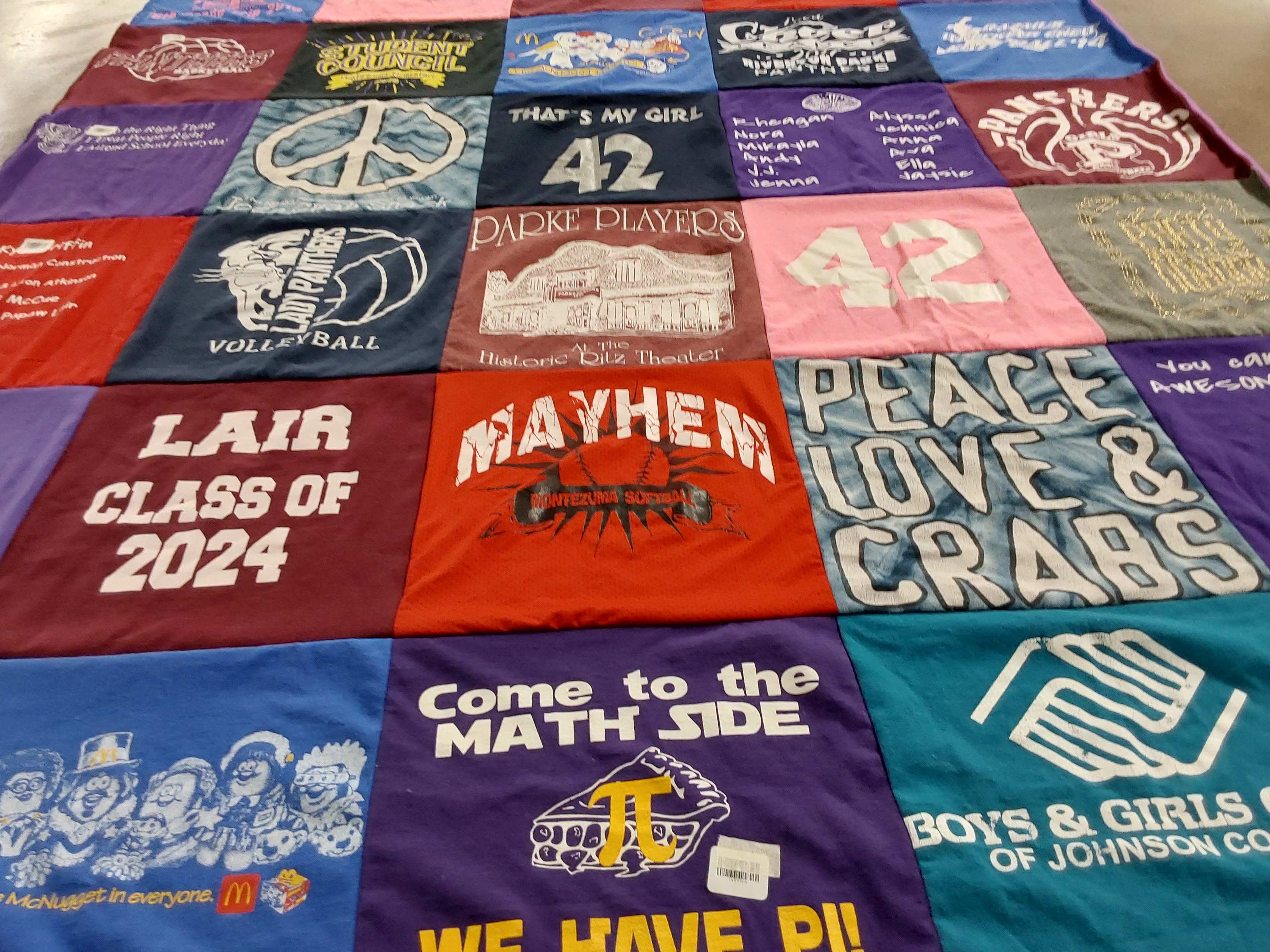 T-shirt quilt featuring montezuma volleyball team by Amanda from IN