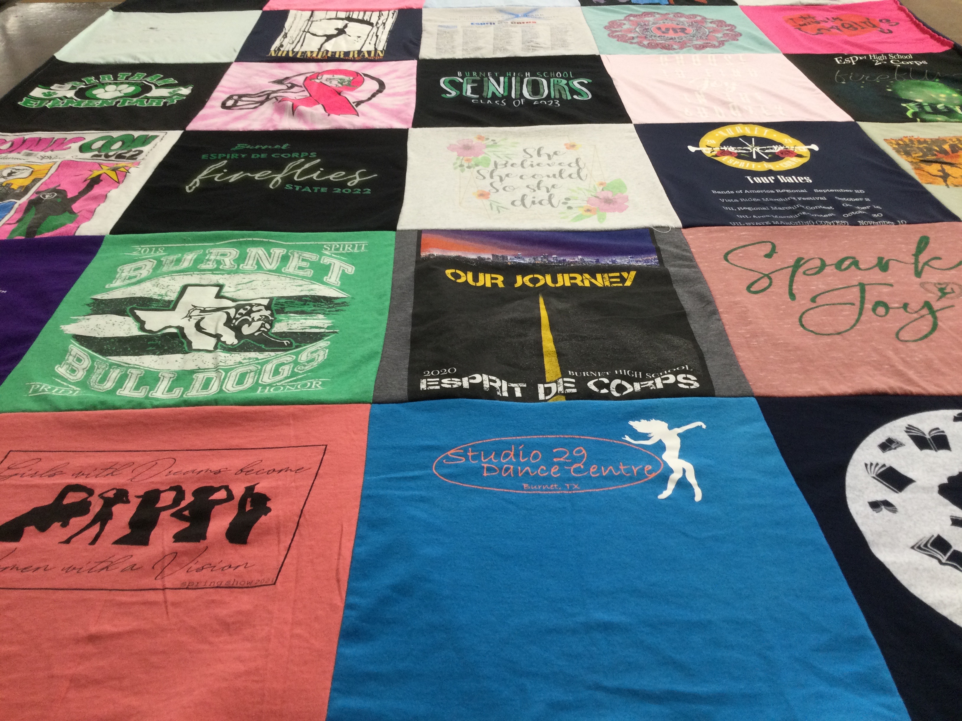 T-shirt quilt featuring burnet bulldogs by Robyn from TX