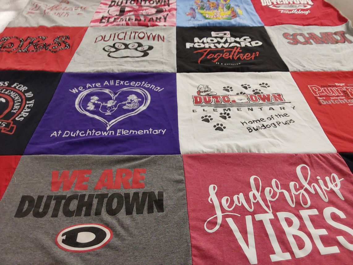 T-shirt quilt from dutchtown elementary by Karen from GA