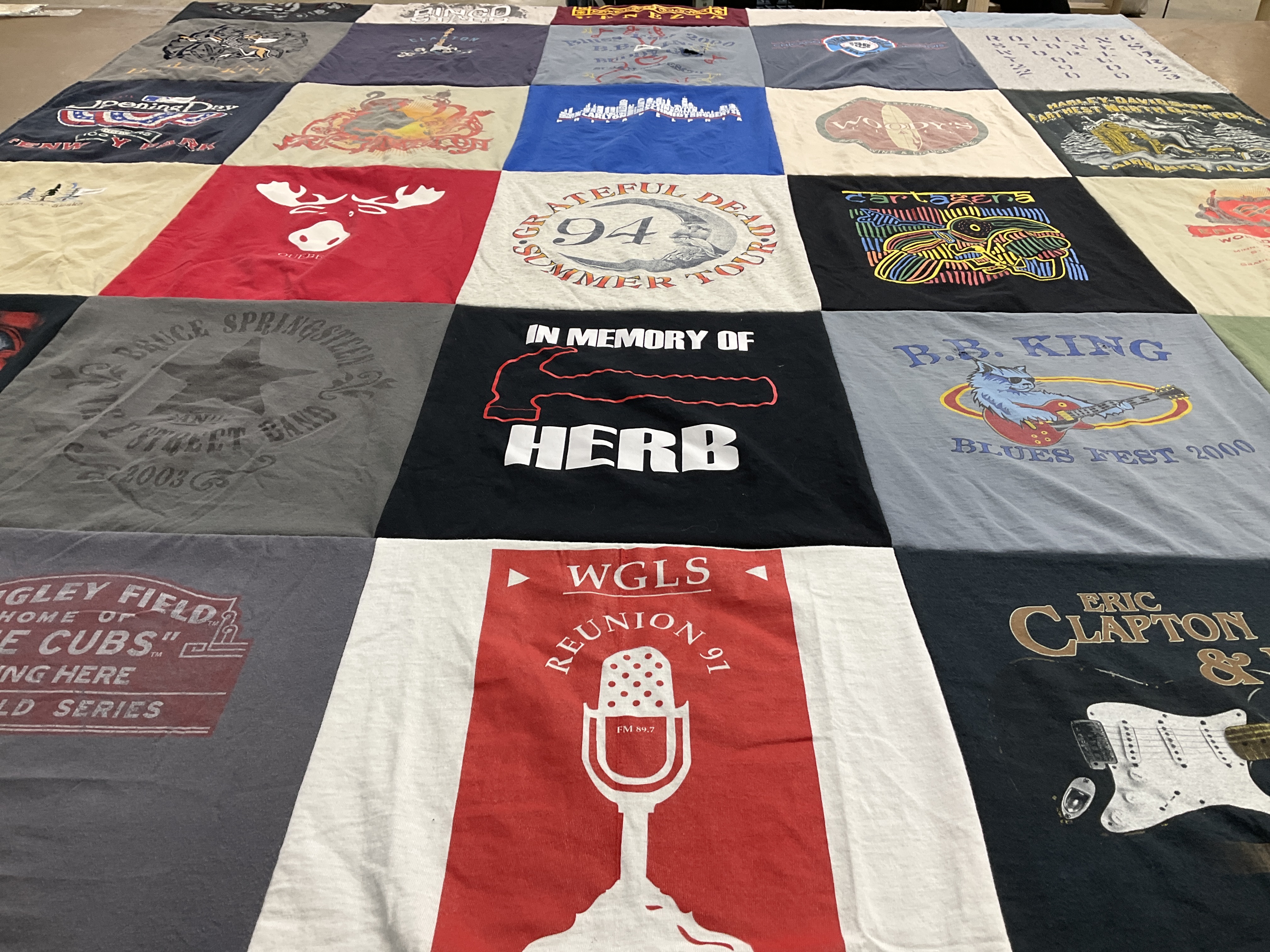 T-shirt quilt with music, concerts themes by Robert from NJ