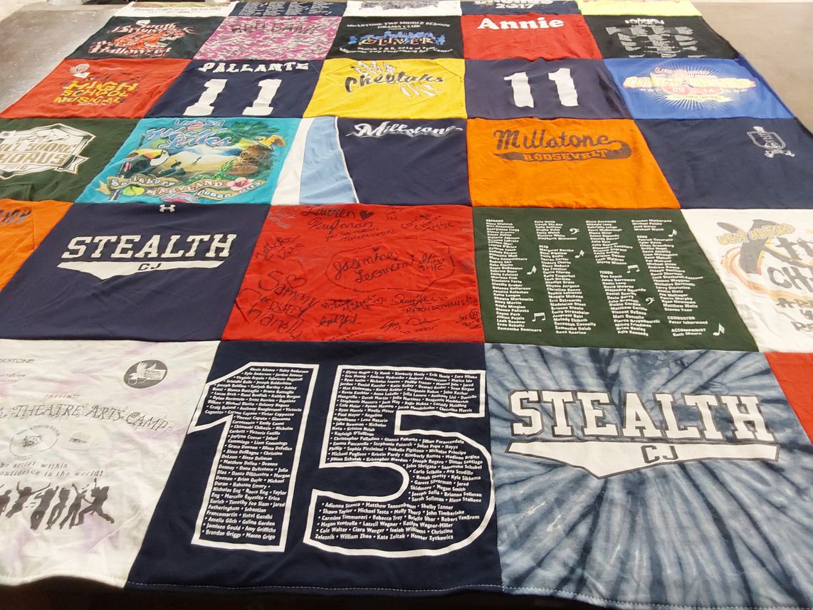 T-shirt quilt featuring millstone cheer squad by Joseph from NJ