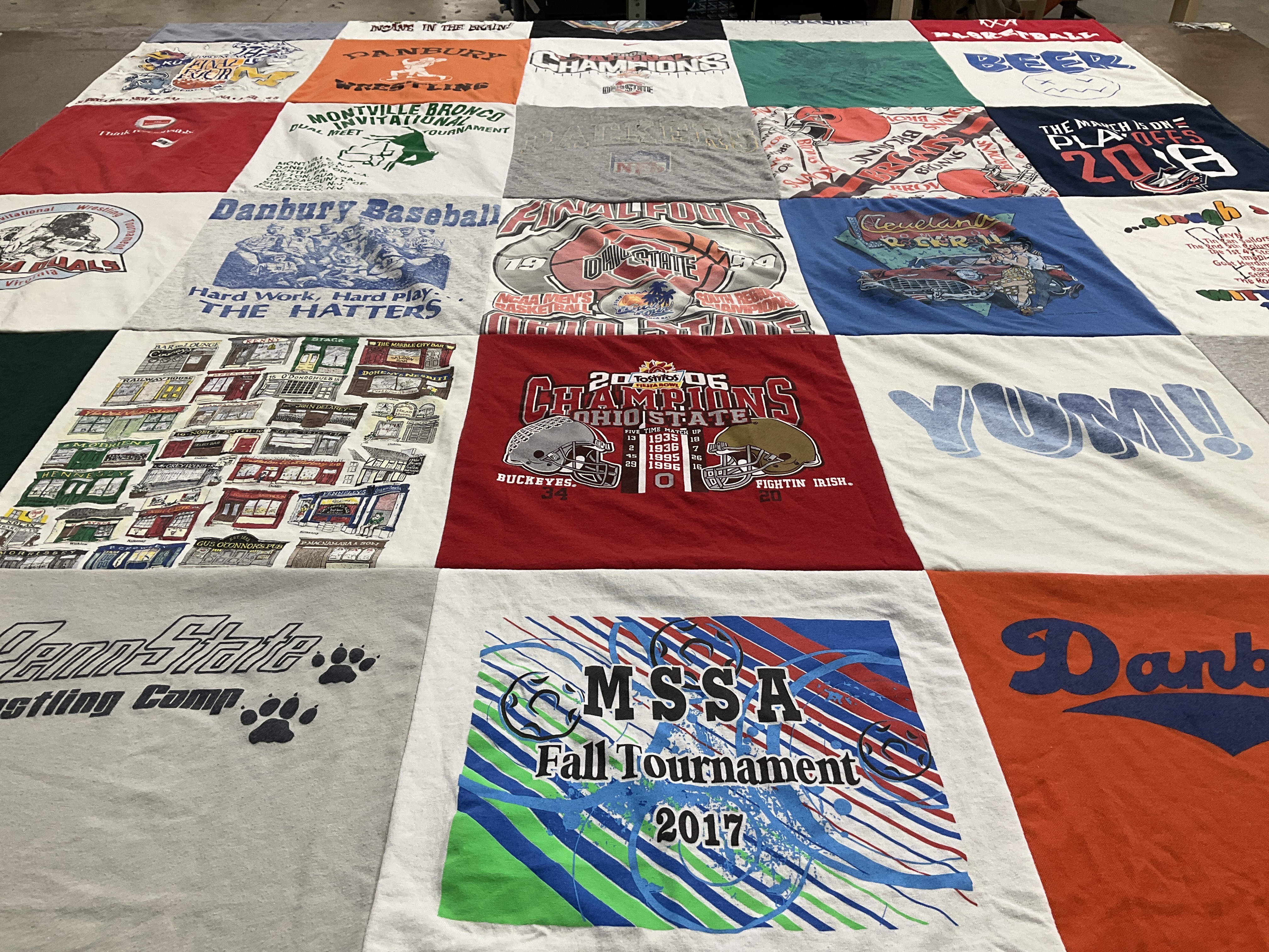 T-shirt quilt featuring ohio state university buckeyes by Christopher from OH