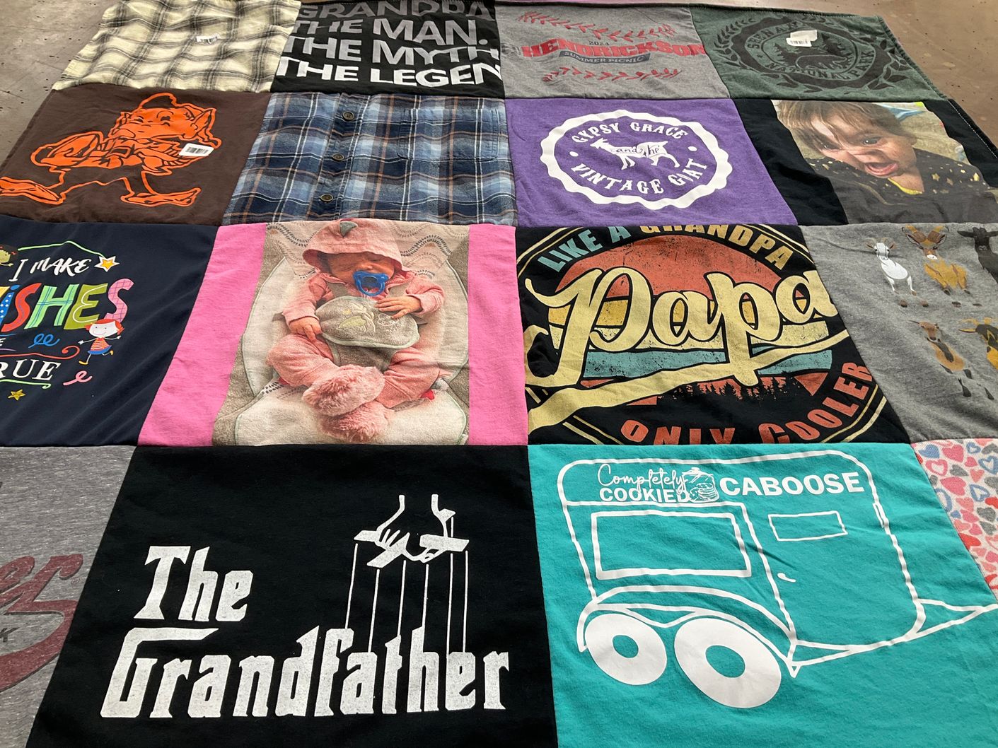 T-shirt quilt with family, grandparents themes by Melissa from OH