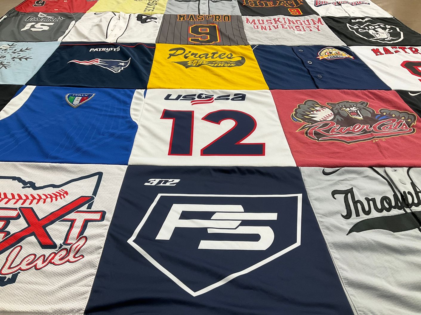 T-shirt quilt featuring new england patriots, pittsburgh pirates by nicole from OH