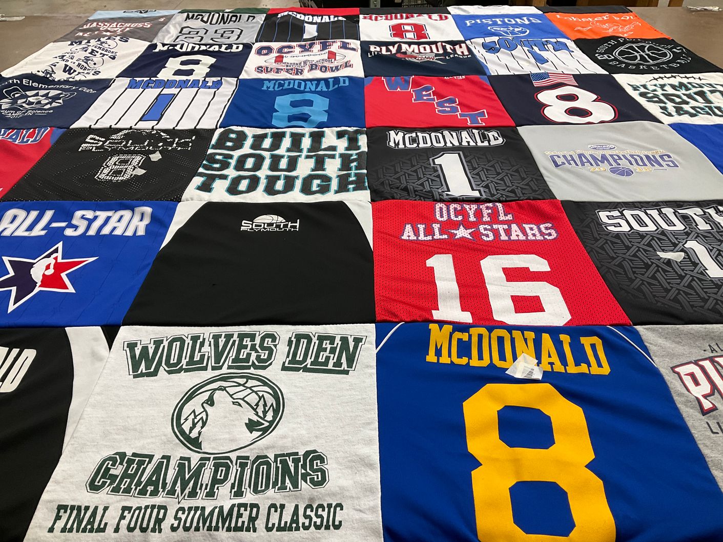 T-shirt quilt featuring plymouth, south by Tricia from MA