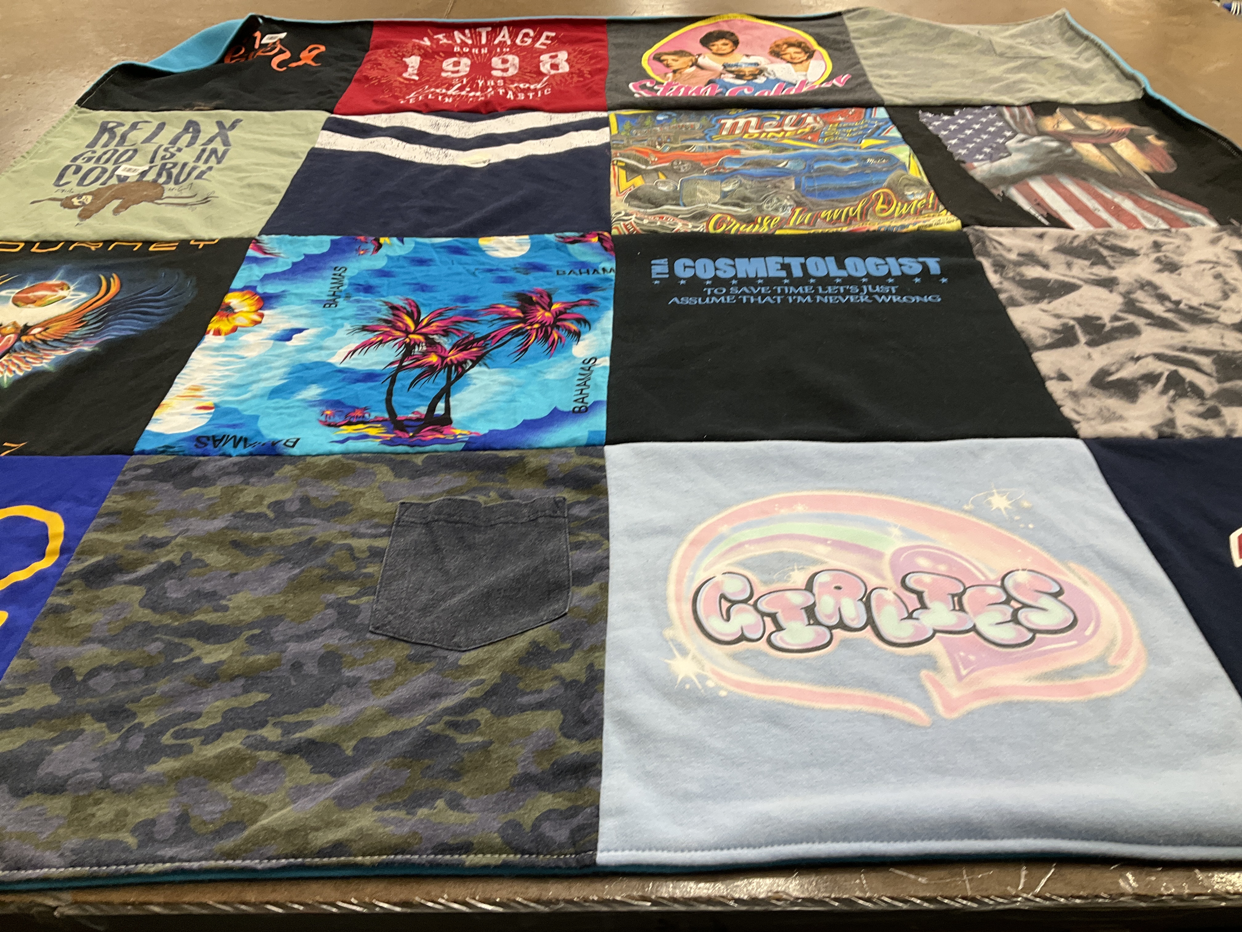 T-shirt quilt with travel, fashion themes by Tracy from SC