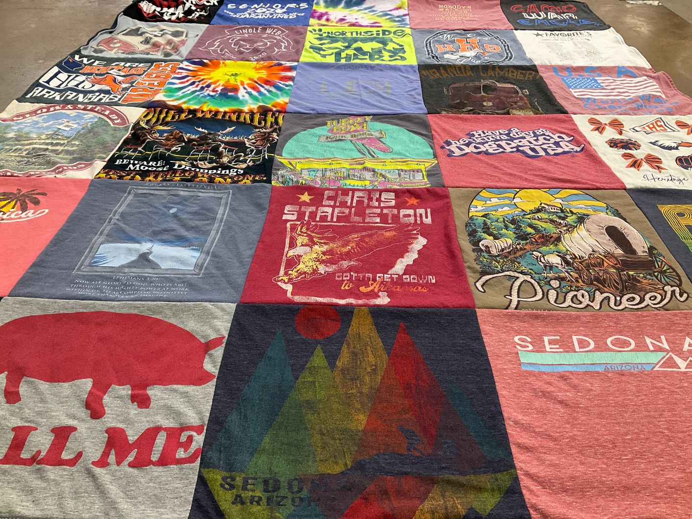 T-shirt quilt with music, travel themes by Whitney from AR