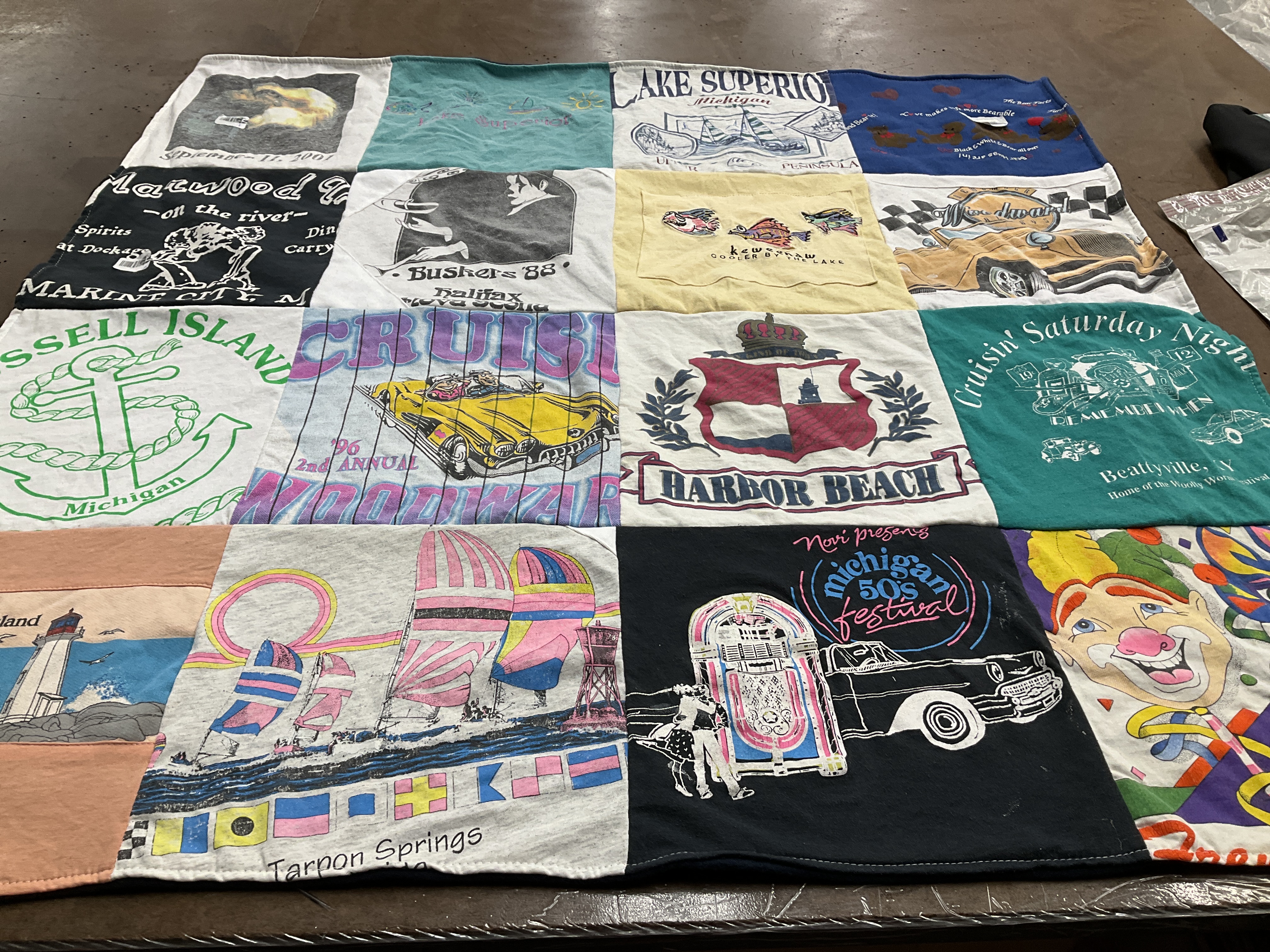 T-shirt quilt with boating, cruising themes by Karen from MI