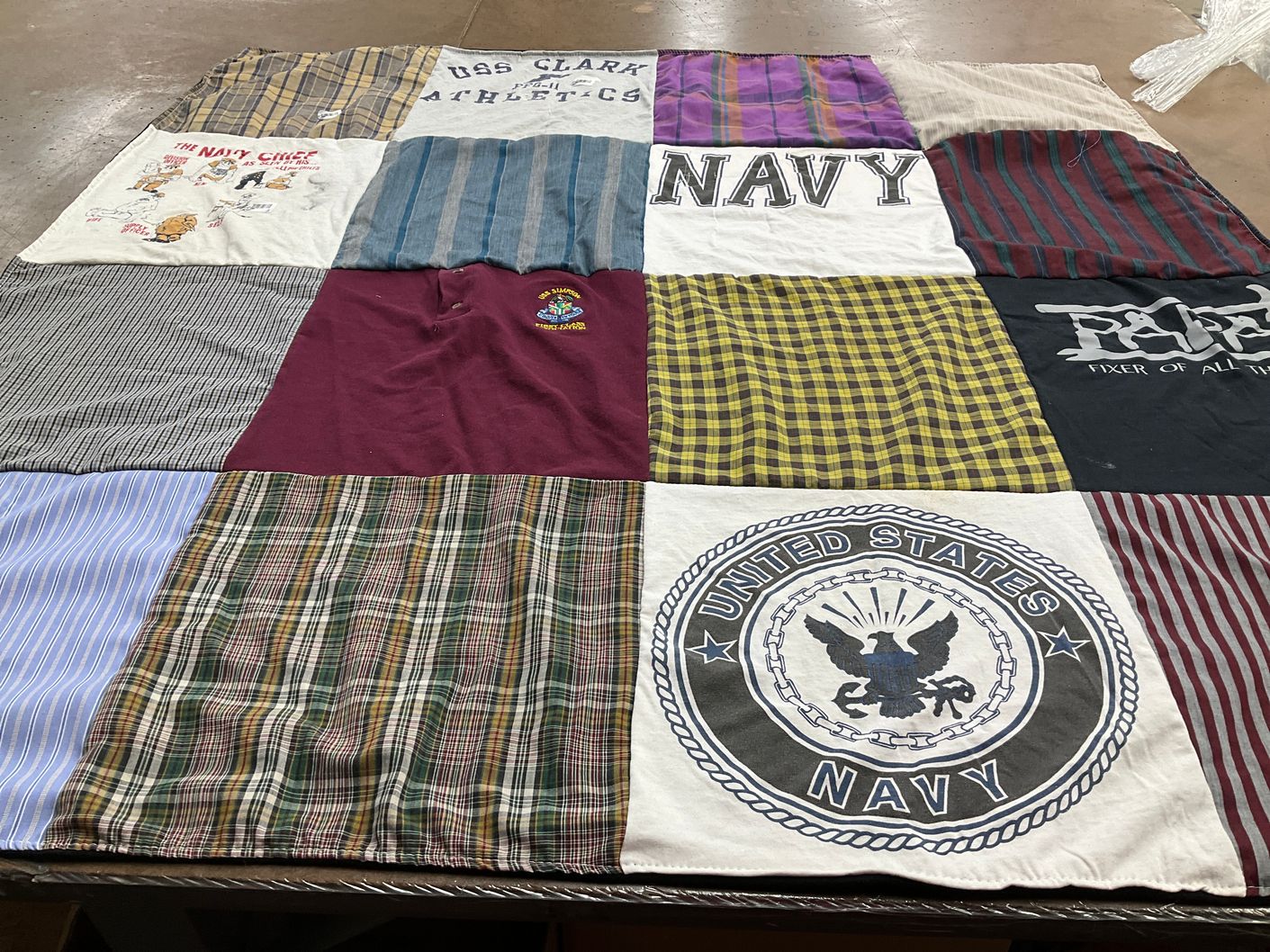 T-shirt quilt with military, navy themes by Gary from VA