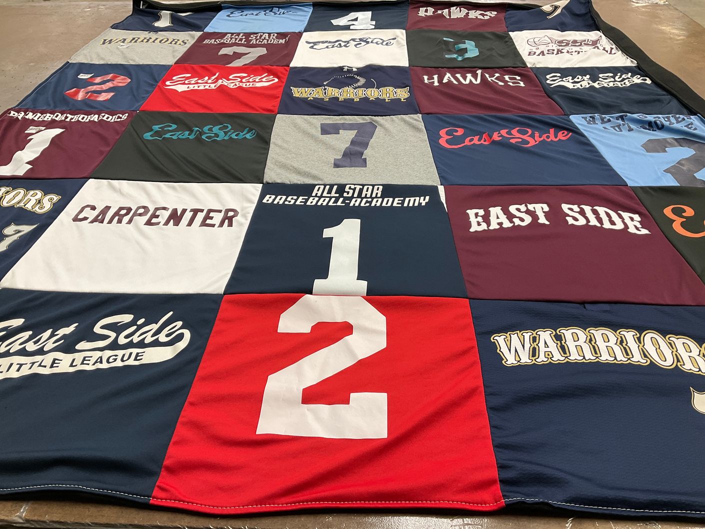 T-shirt quilt featuring warriors by Donna from PA
