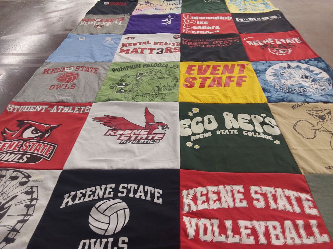 T-shirt quilt featuring keene state owls volleyball, keene state athletics by Cathi from CT