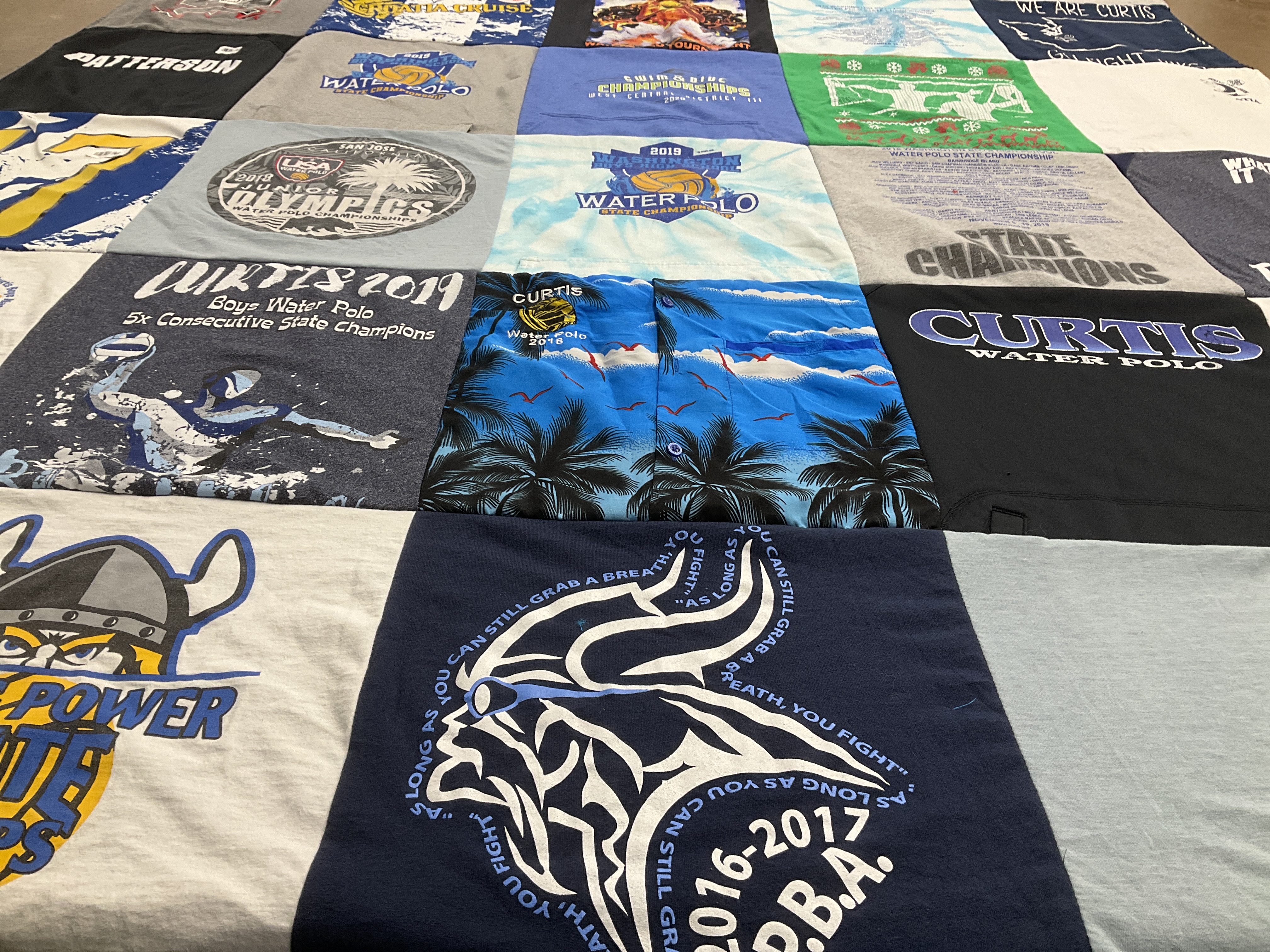 T-shirt quilt featuring curtis boys water polo by janie patterson from WA