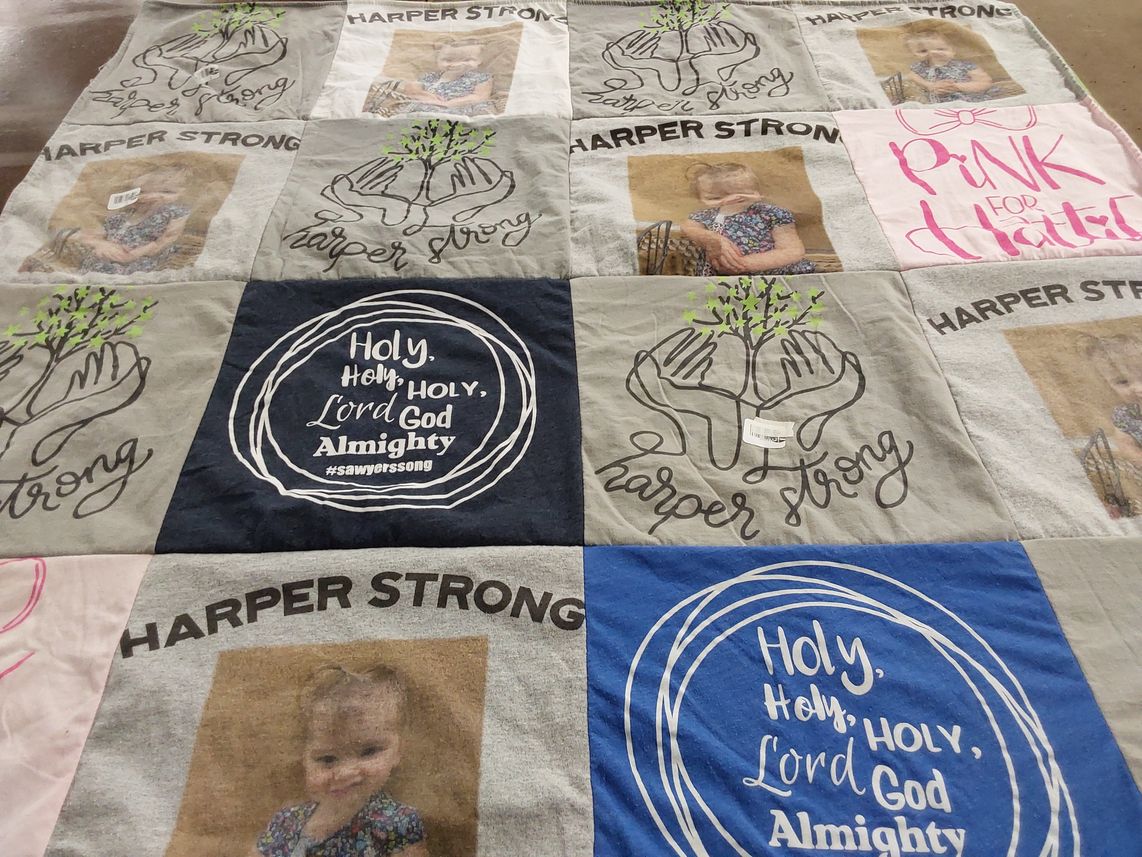 T-shirt quilt with support, community themes by Lisa from TN