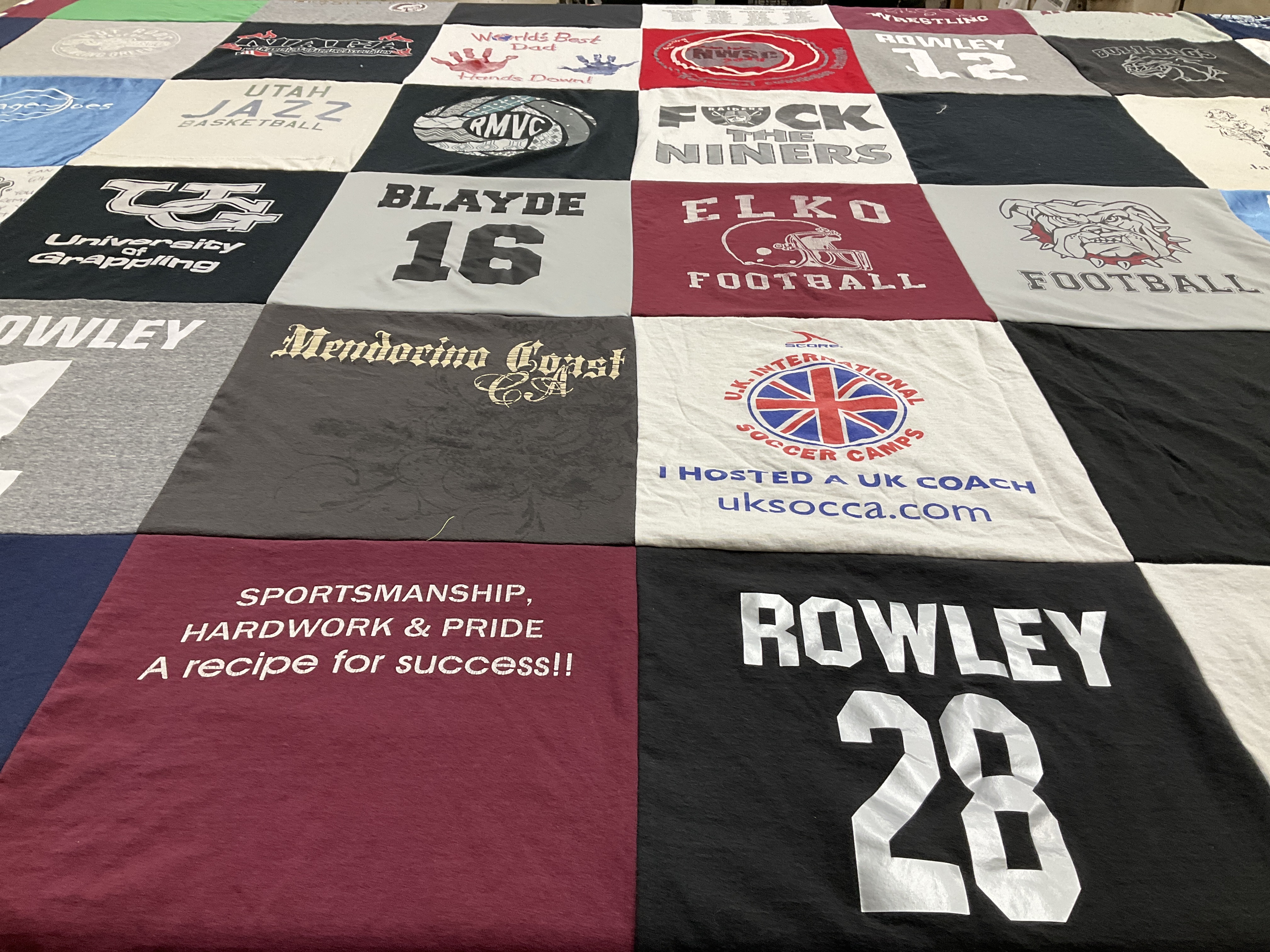 T-shirt quilt featuring elko football, utah jazz by Brandy from NV