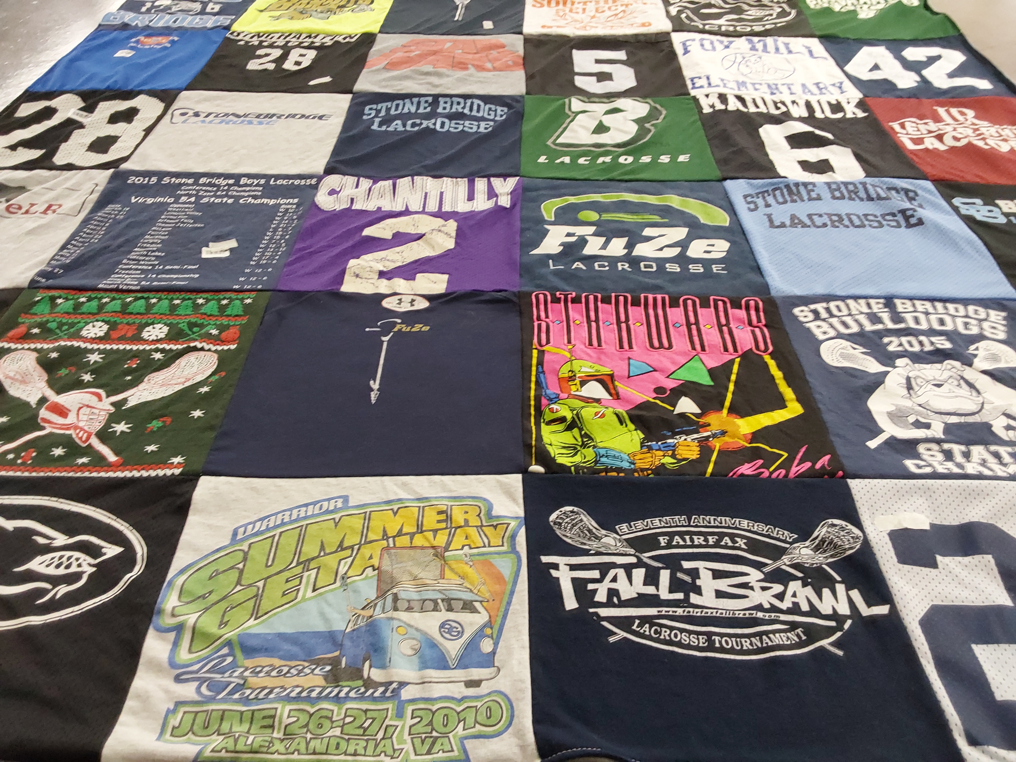 T-shirt quilt featuring stone bridge bulldogs lacrosse by Barbara from VA