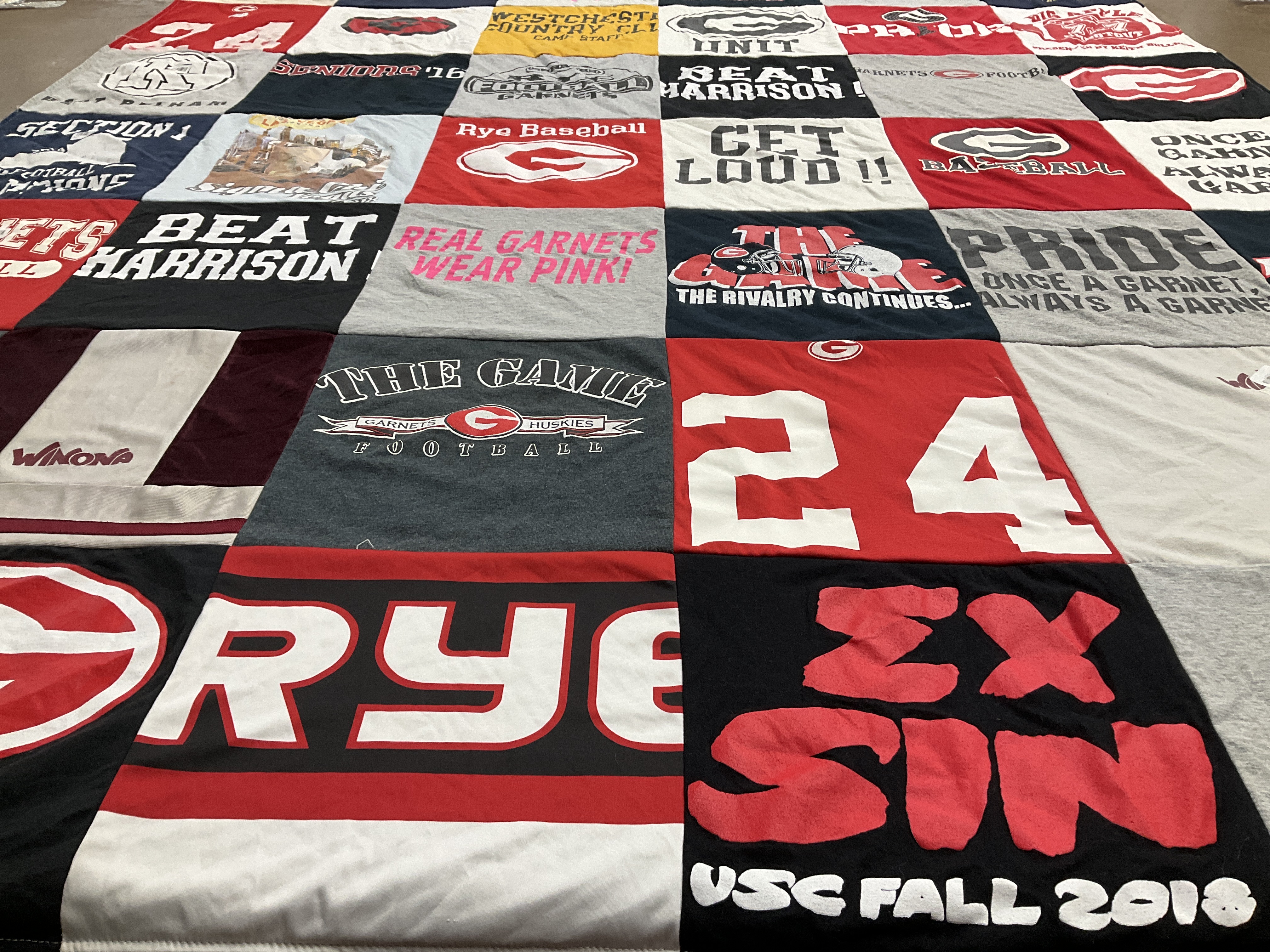 T-shirt quilt featuring rye high school, garner huskies by annemarie from CA